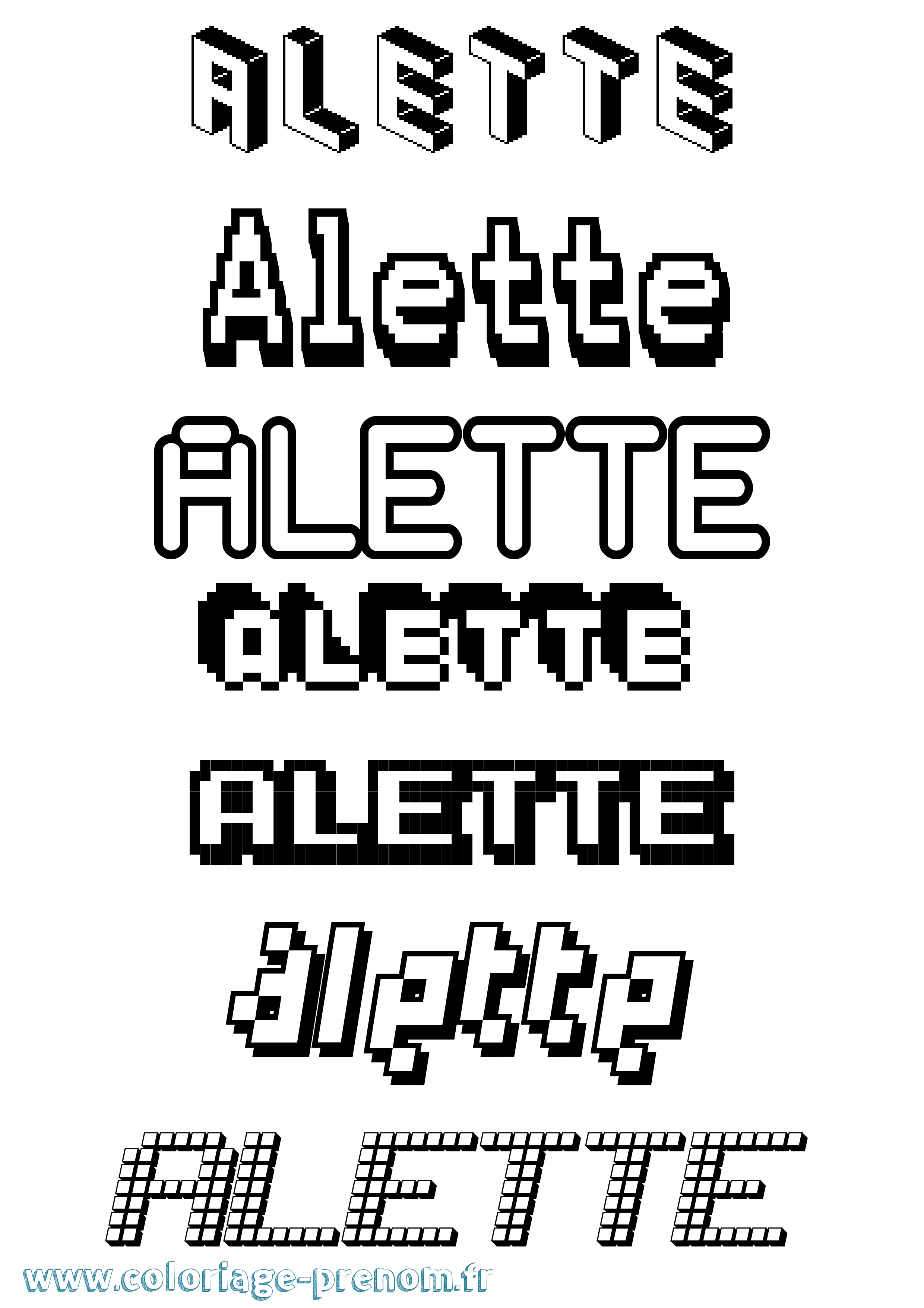 Coloriage Alette Pixel Coloriage prénom Alette Pixel