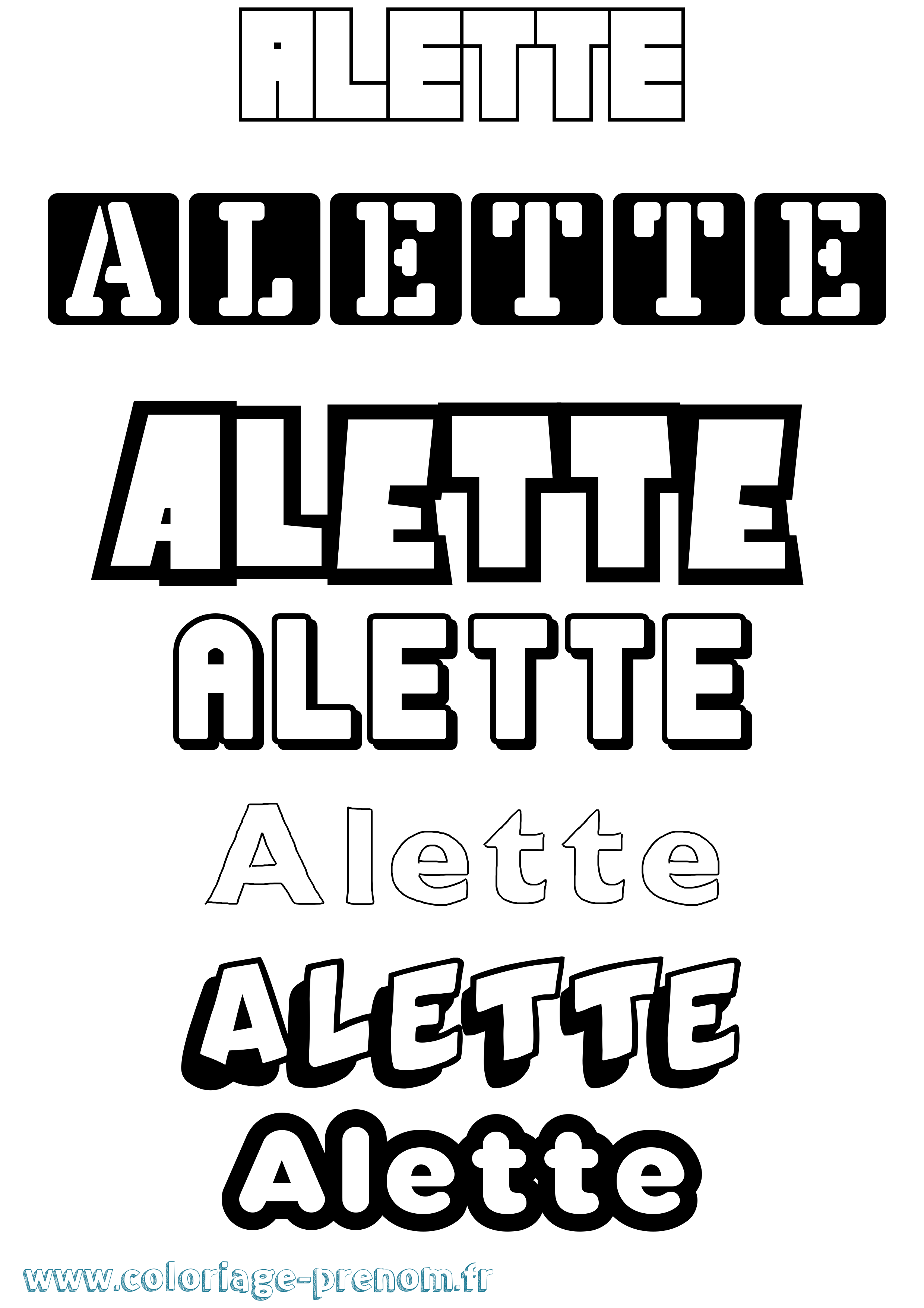 Coloriage Alette Simple Coloriage prénom Alette Simple