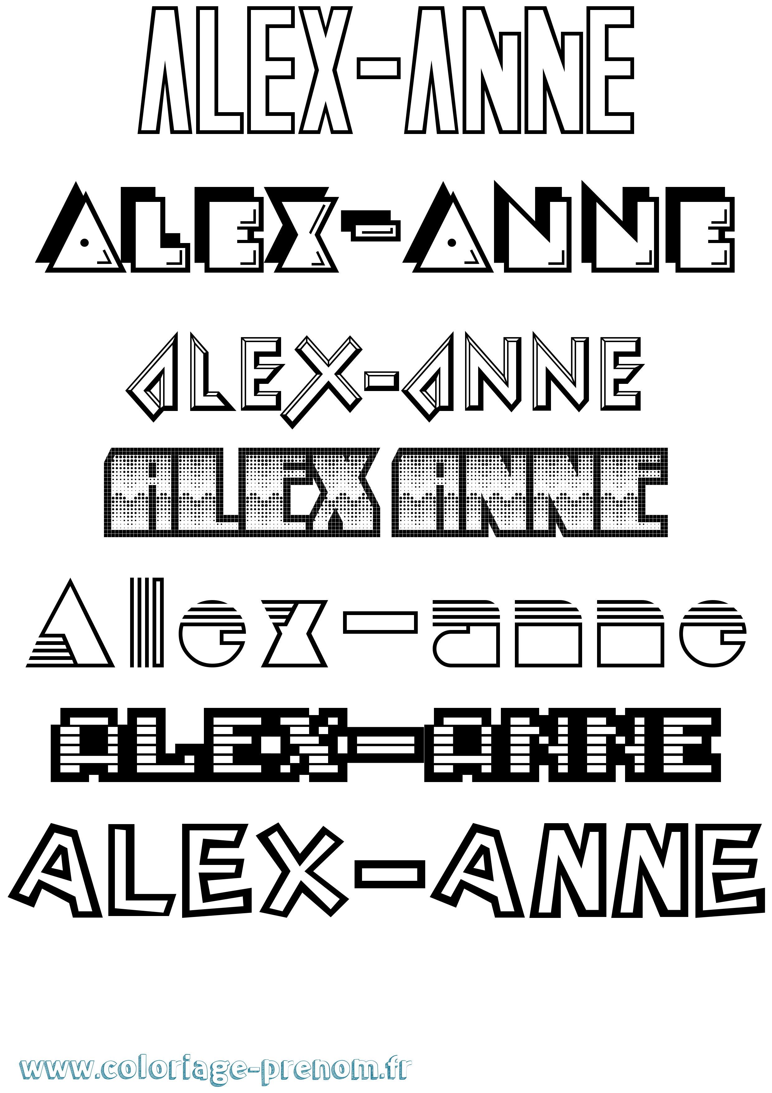 Coloriage prénom Alex-Anne Jeux Vidéos