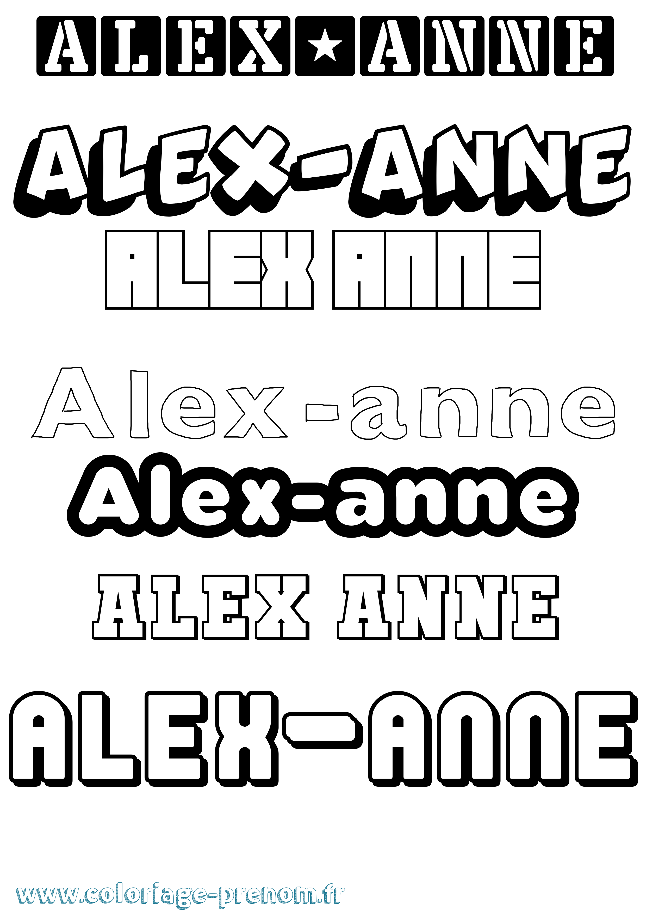 Coloriage prénom Alex-Anne Simple