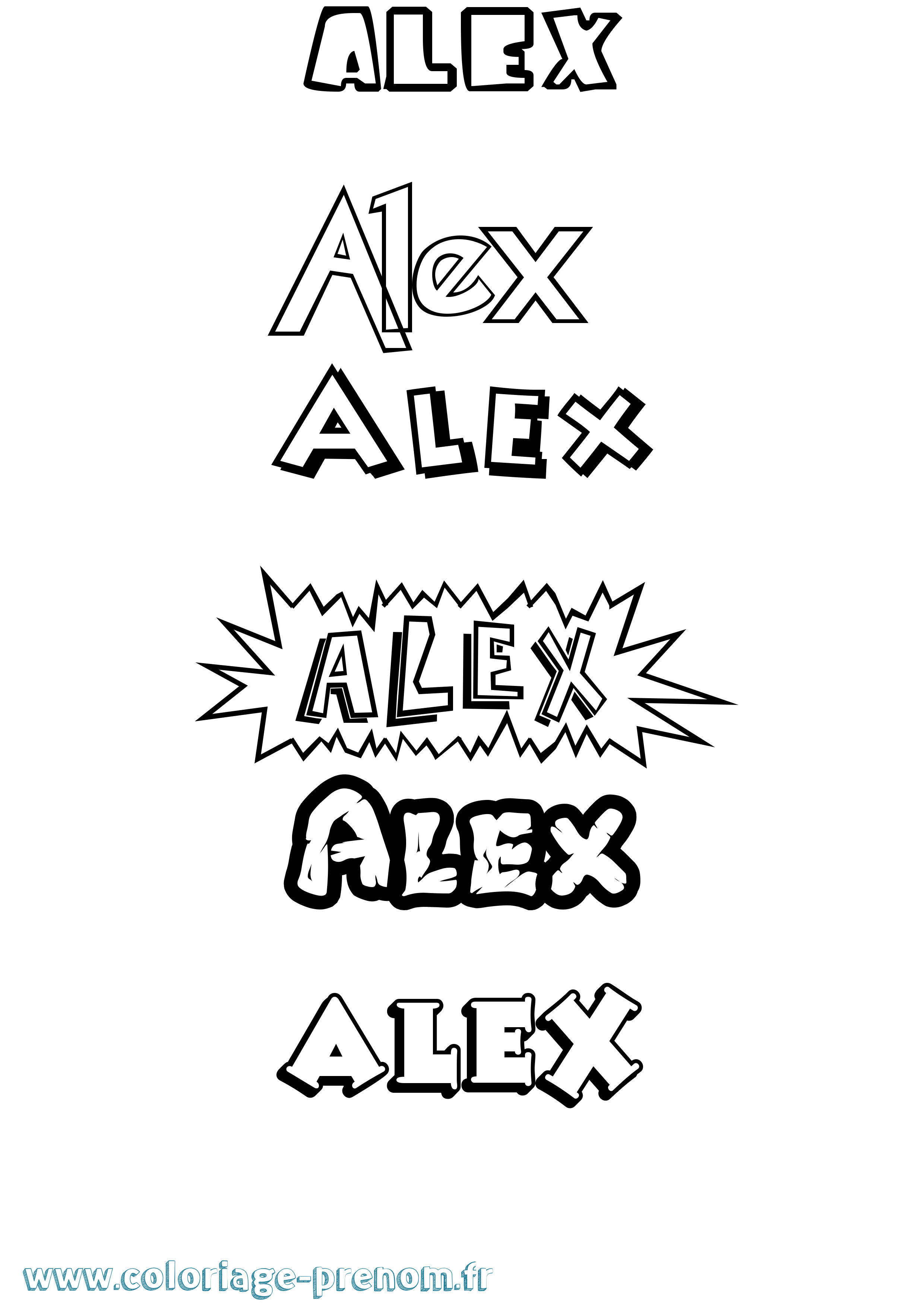 Coloriage prénom Alex Dessin Animé