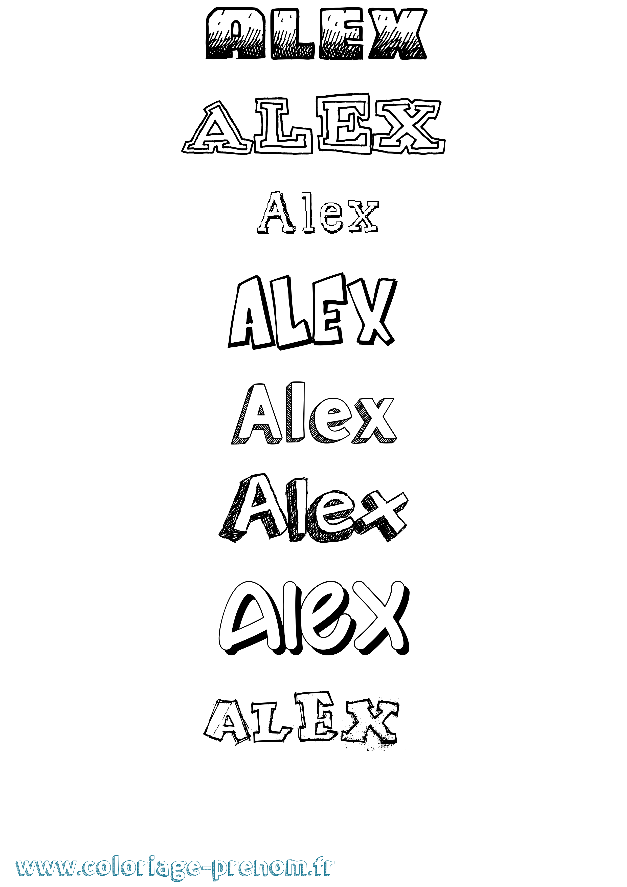 Coloriage prénom Alex Dessiné