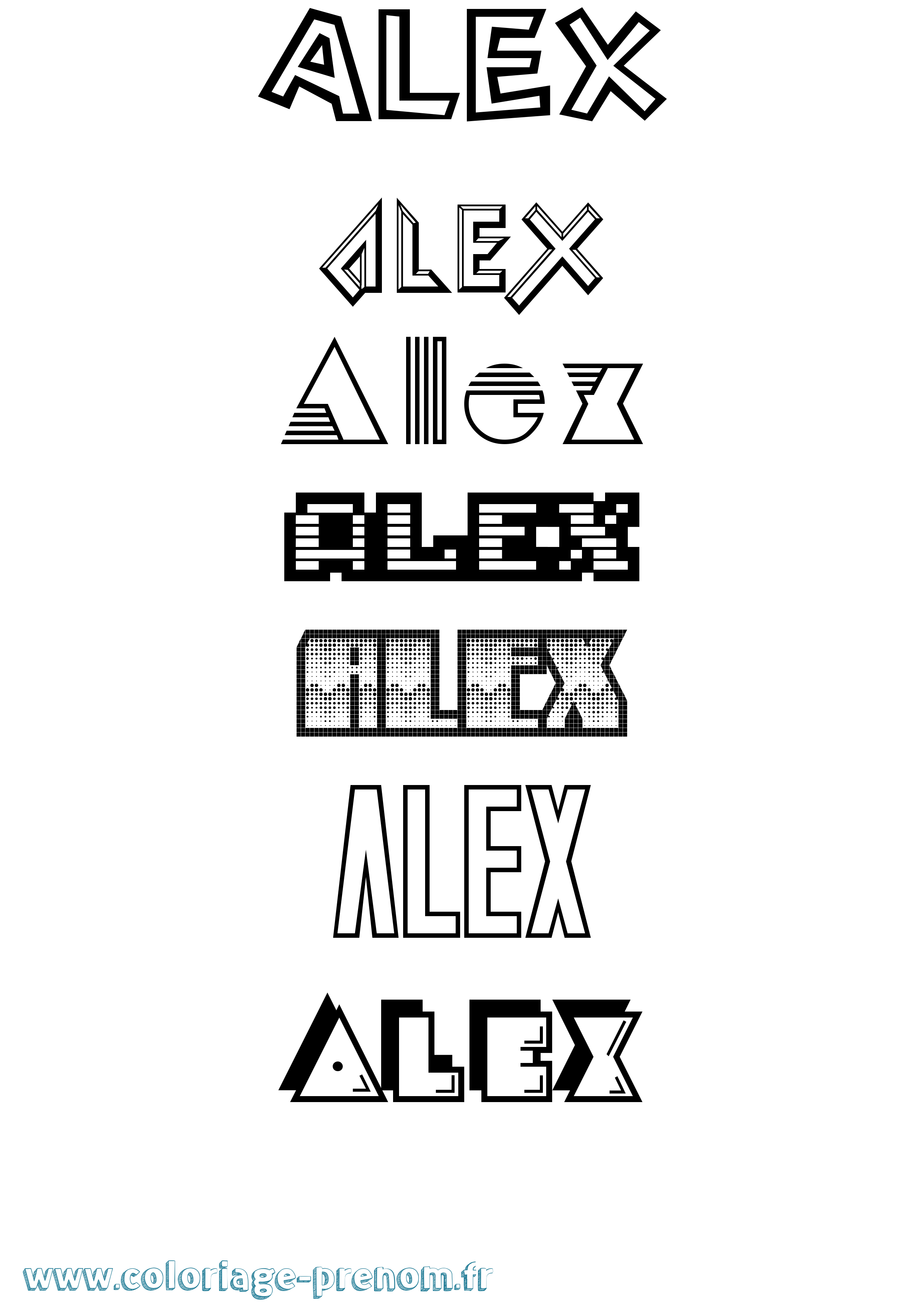 Coloriage prénom Alex Jeux Vidéos