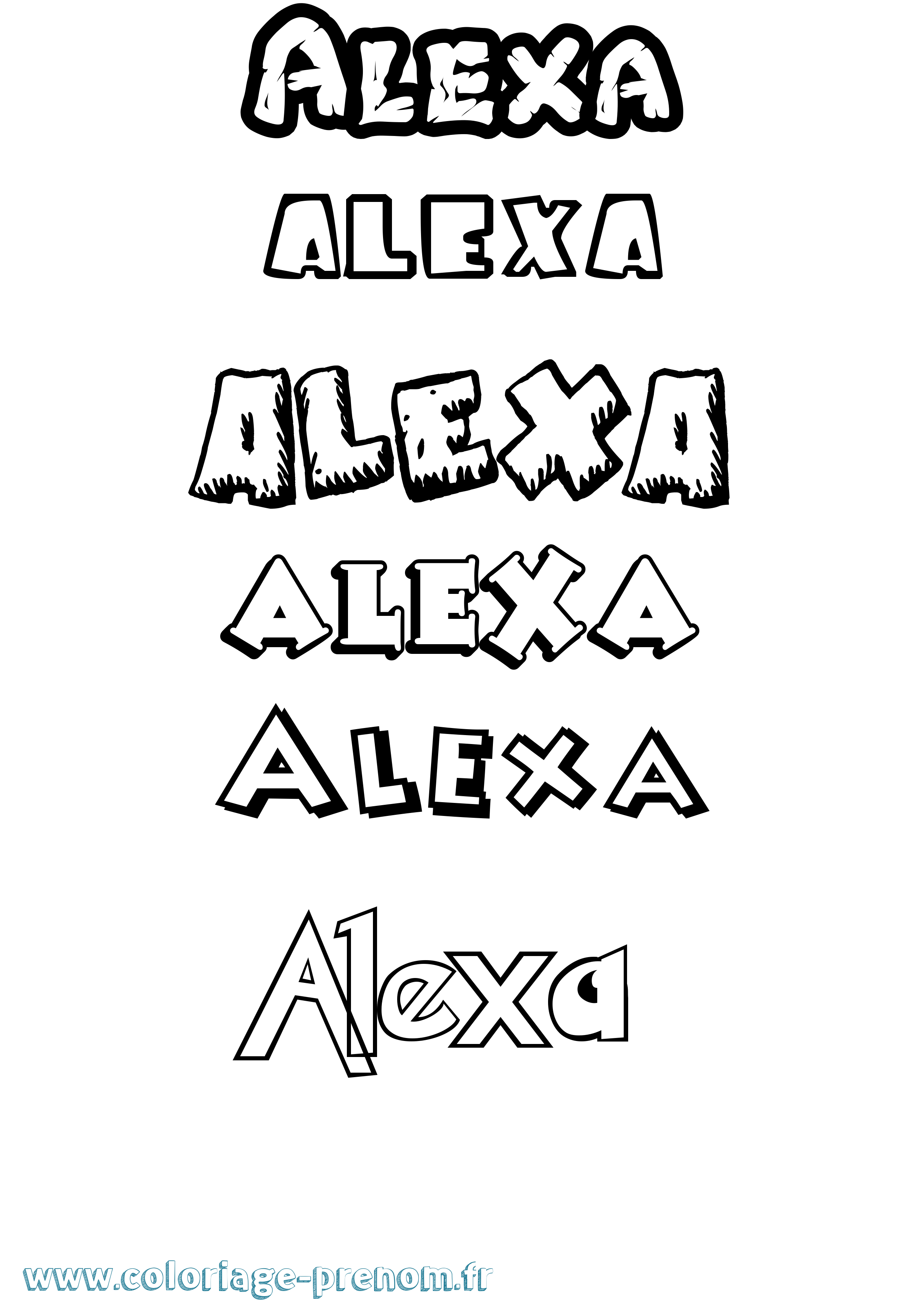 Coloriage prénom Alexa Dessin Animé