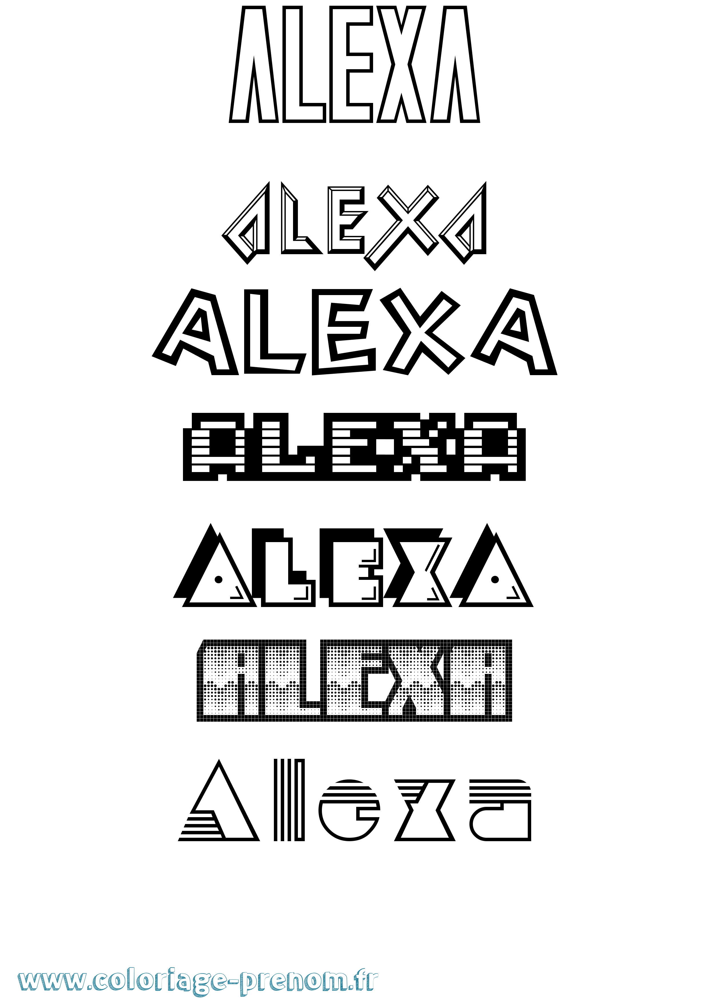 Coloriage prénom Alexa Jeux Vidéos