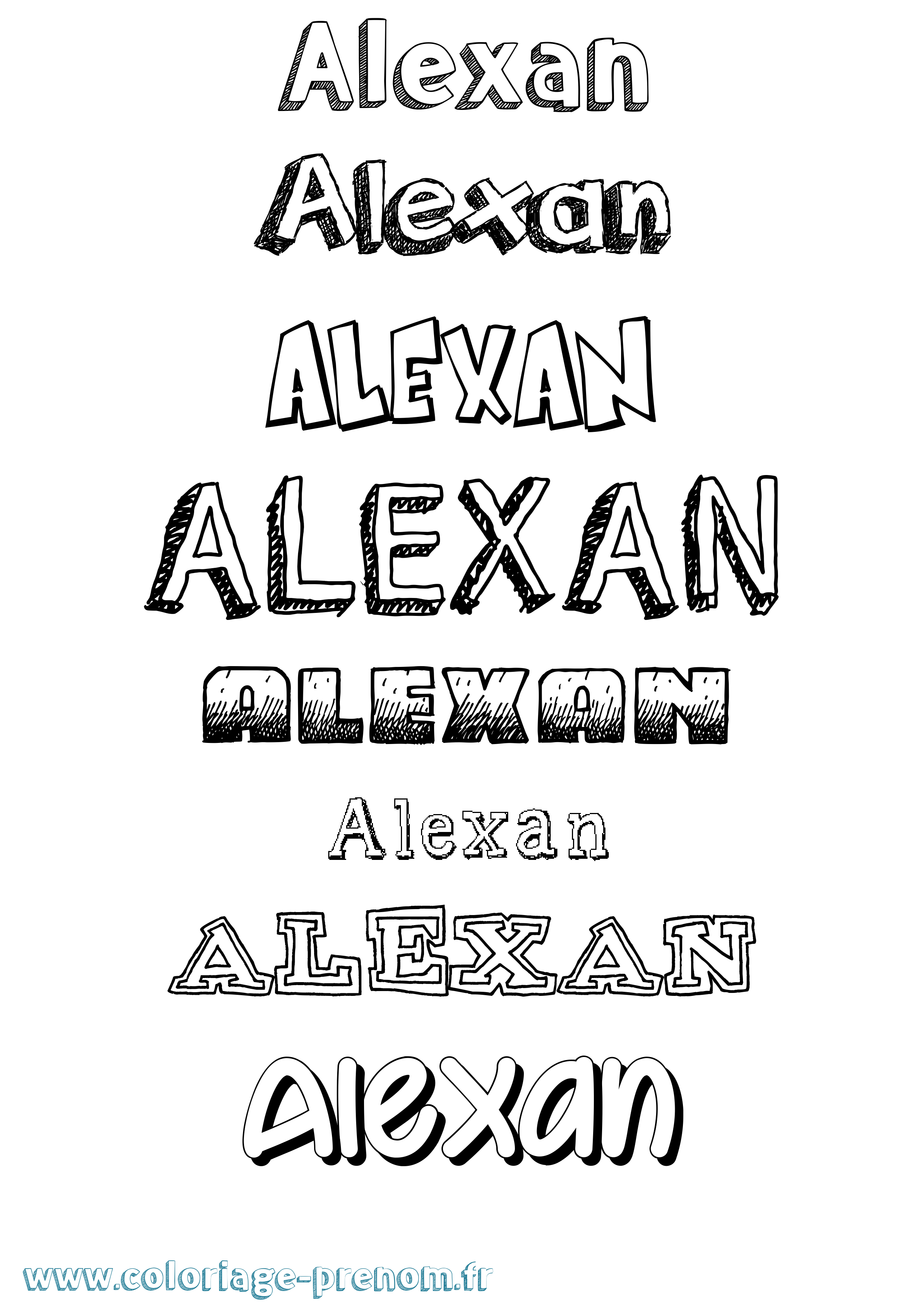 Coloriage prénom Alexan Dessiné