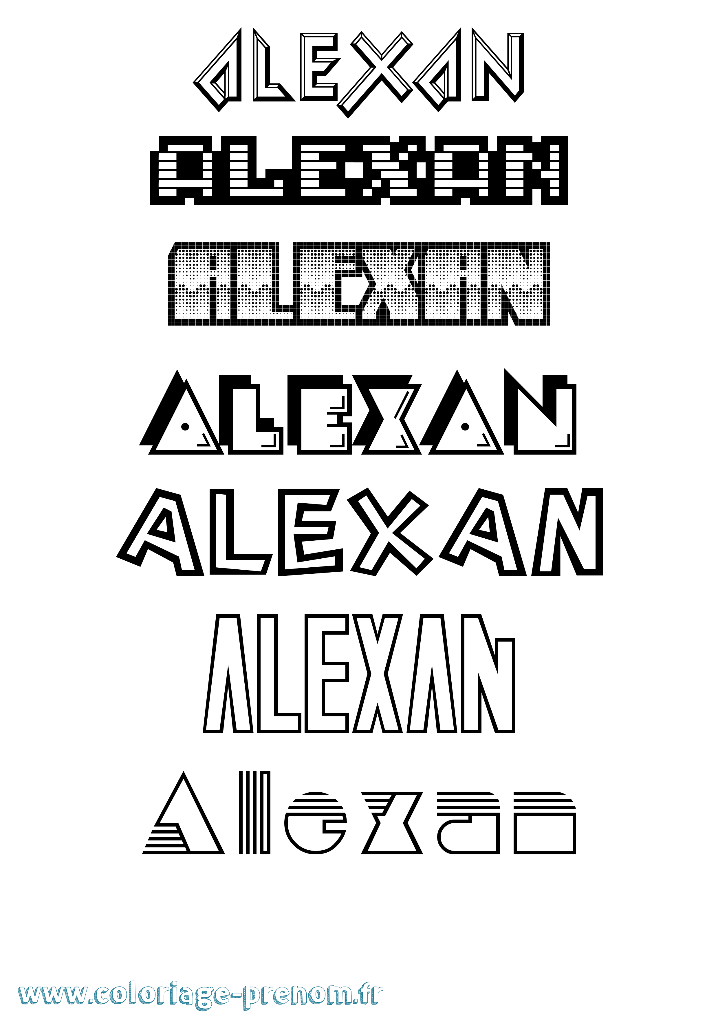 Coloriage prénom Alexan Jeux Vidéos