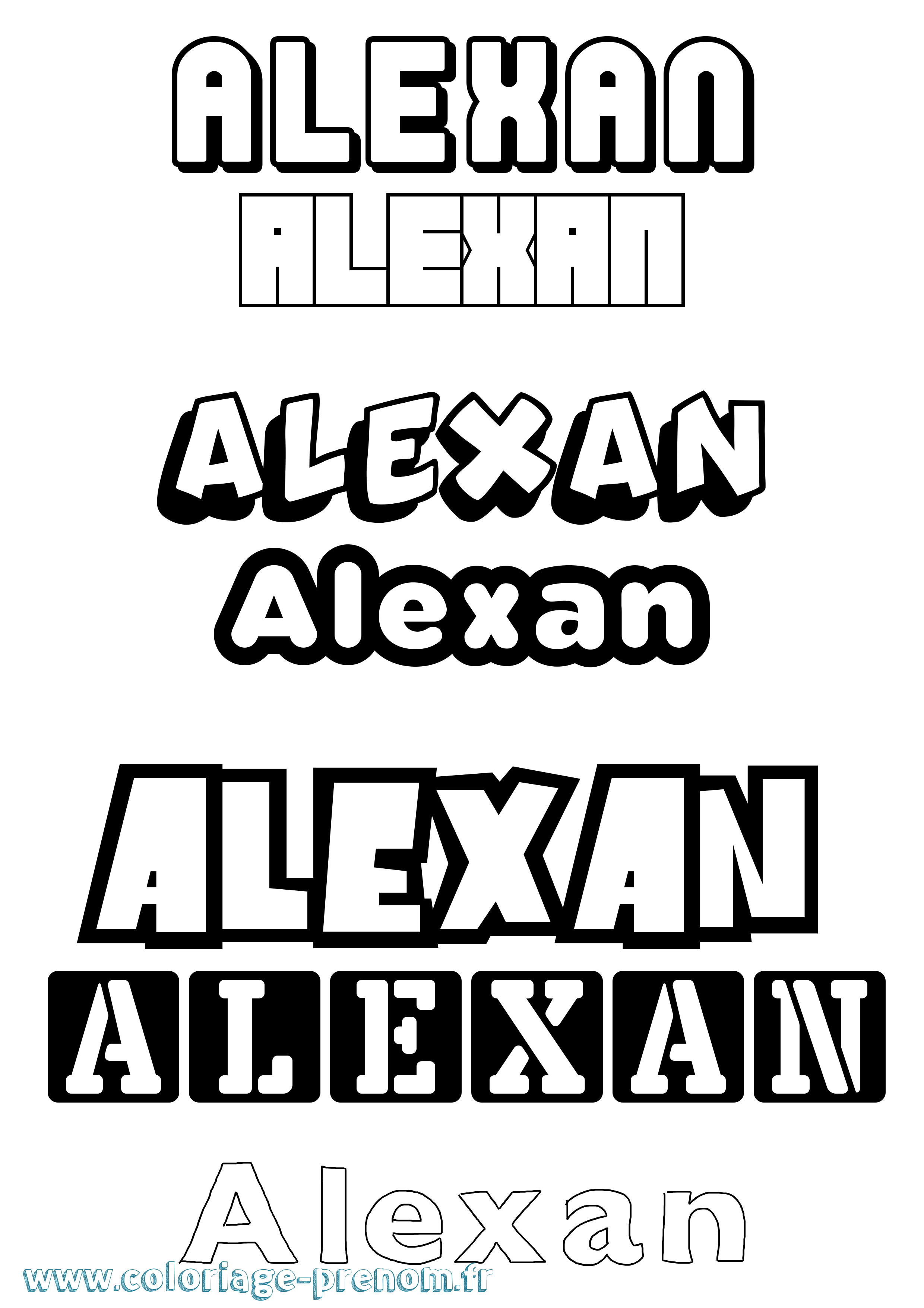 Coloriage prénom Alexan Simple