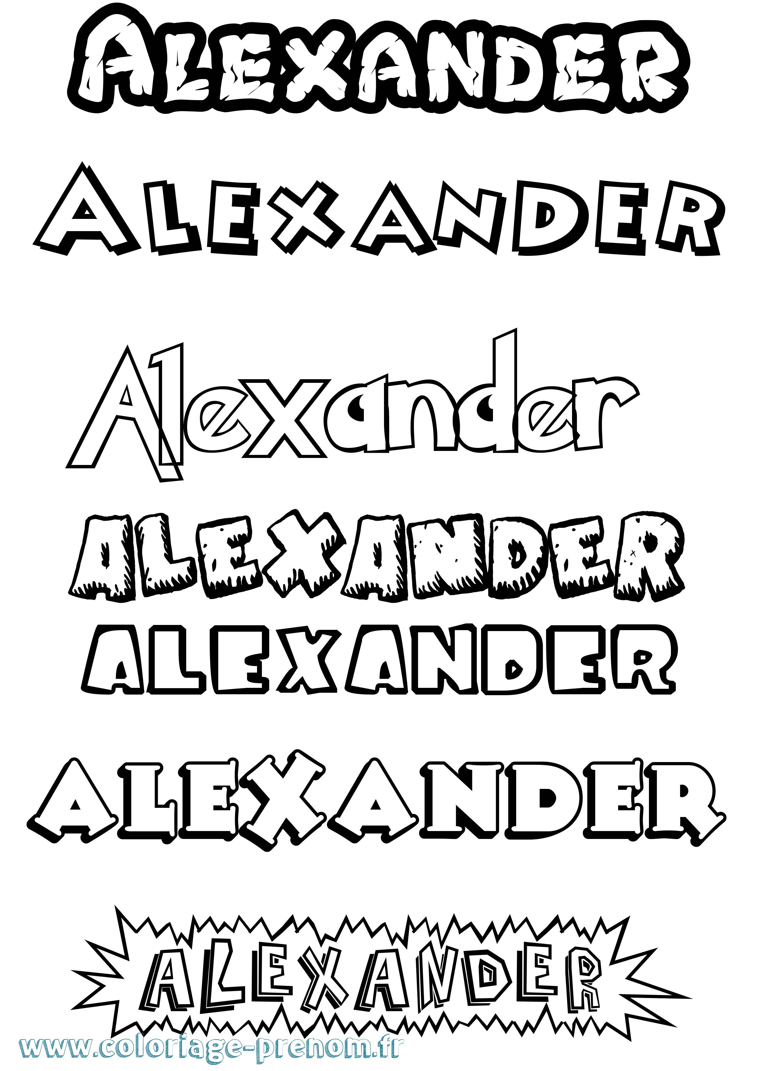 Coloriage Alexander Dessin Animé Coloriage prénom Alexander Dessin Animé