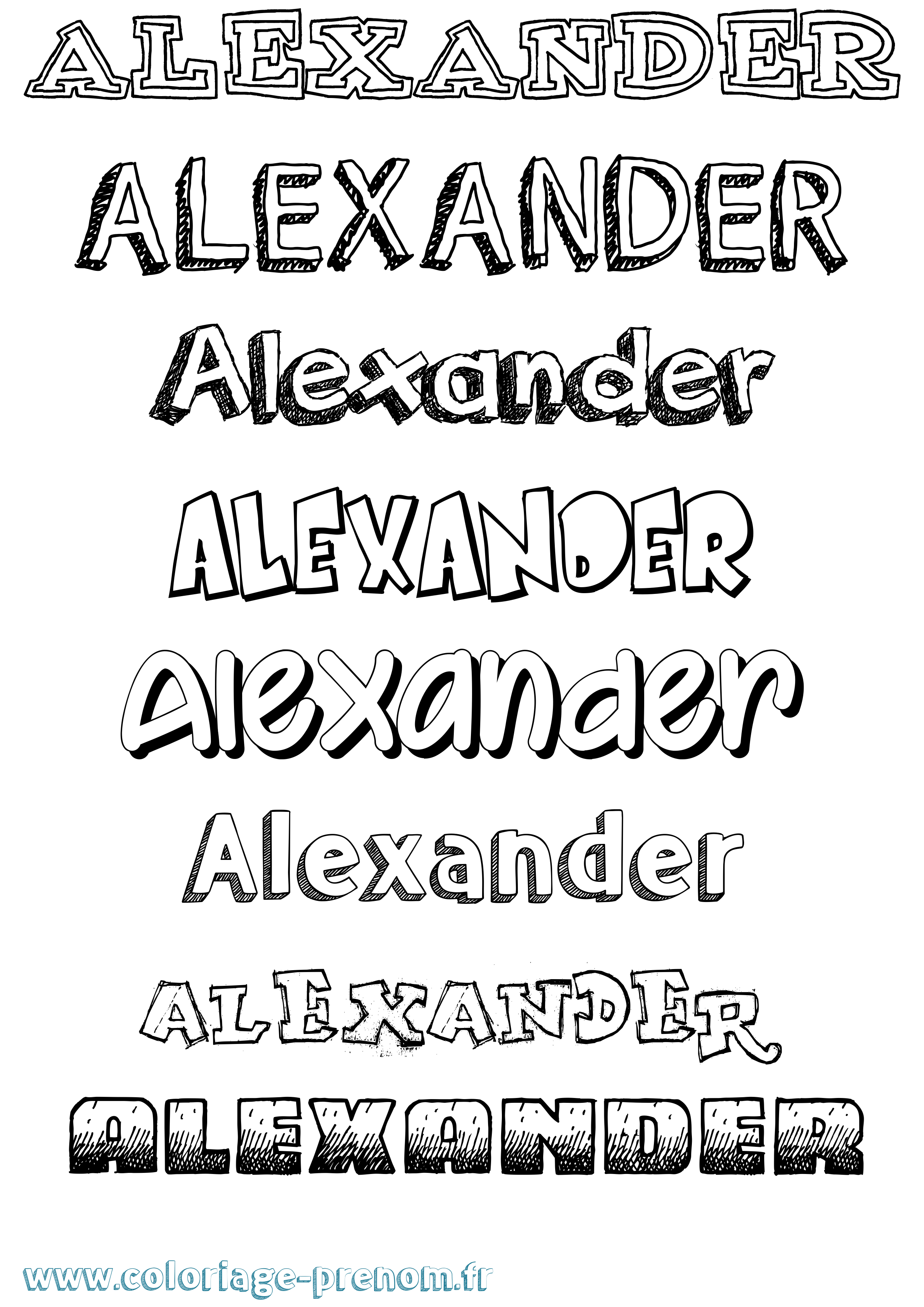 Coloriage Alexander Dessiné Coloriage prénom Alexander Dessiné