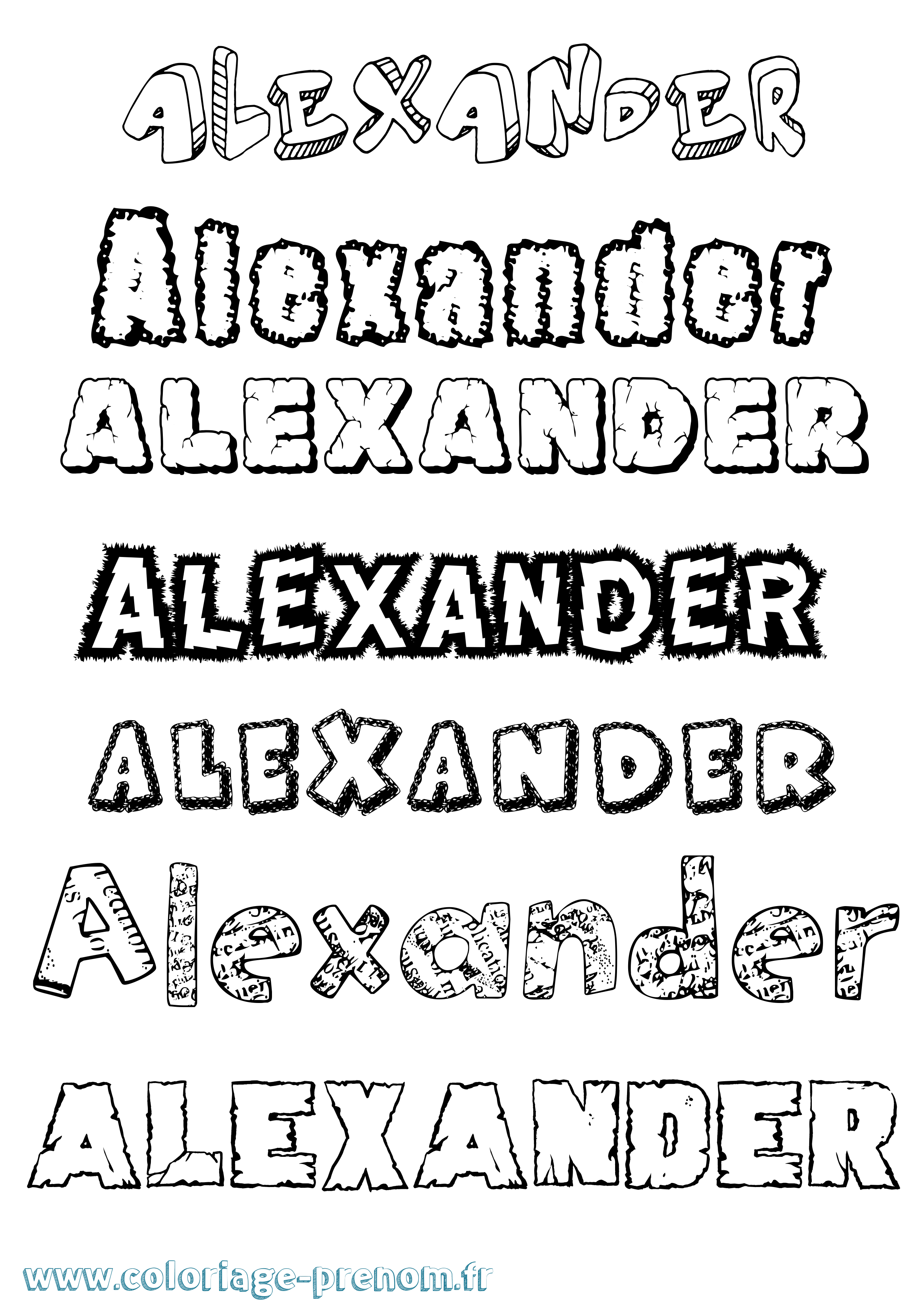 Coloriage Alexander Destructuré Coloriage prénom Alexander Destructuré
