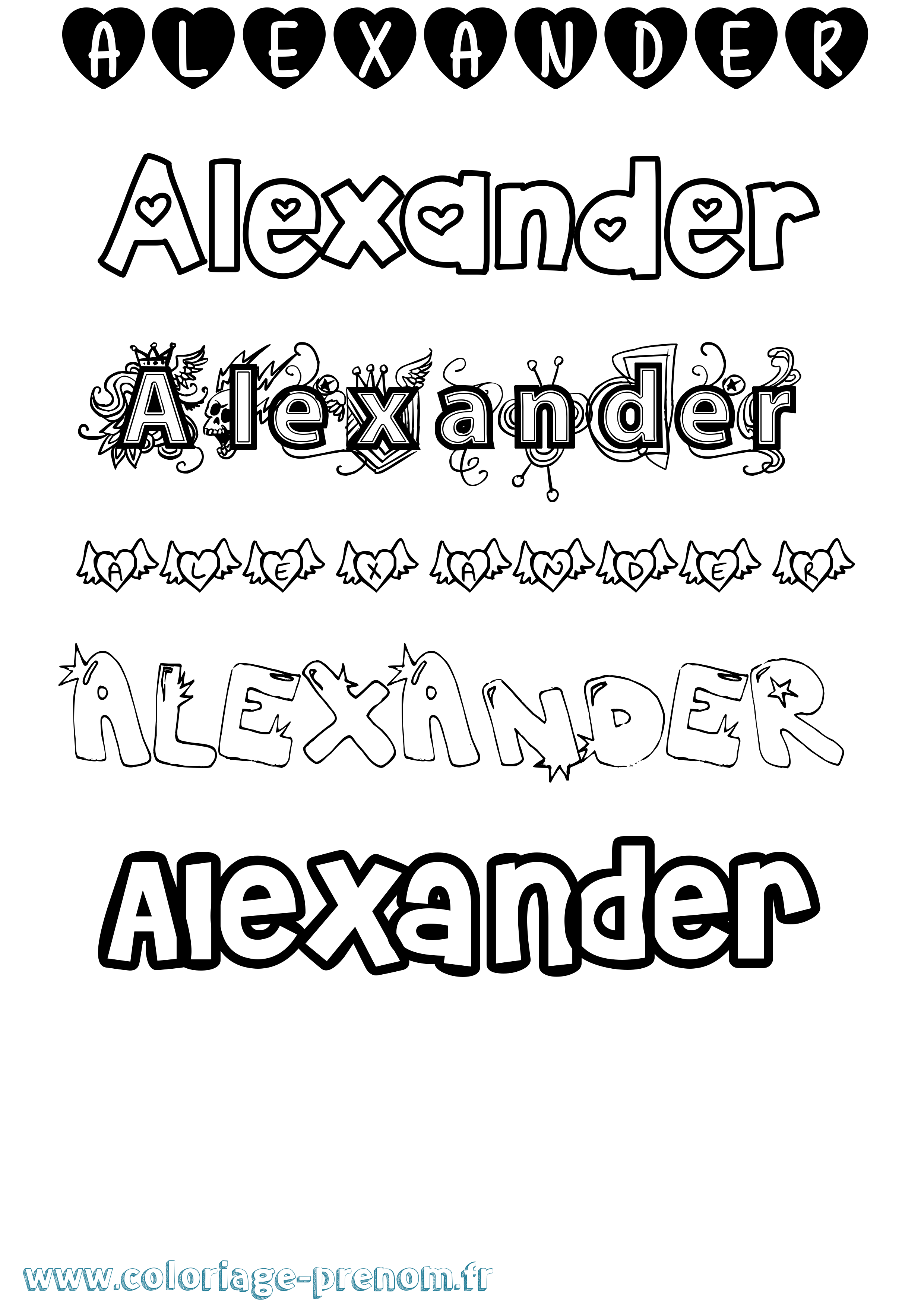 Coloriage Alexander Girly Coloriage prénom Alexander Girly