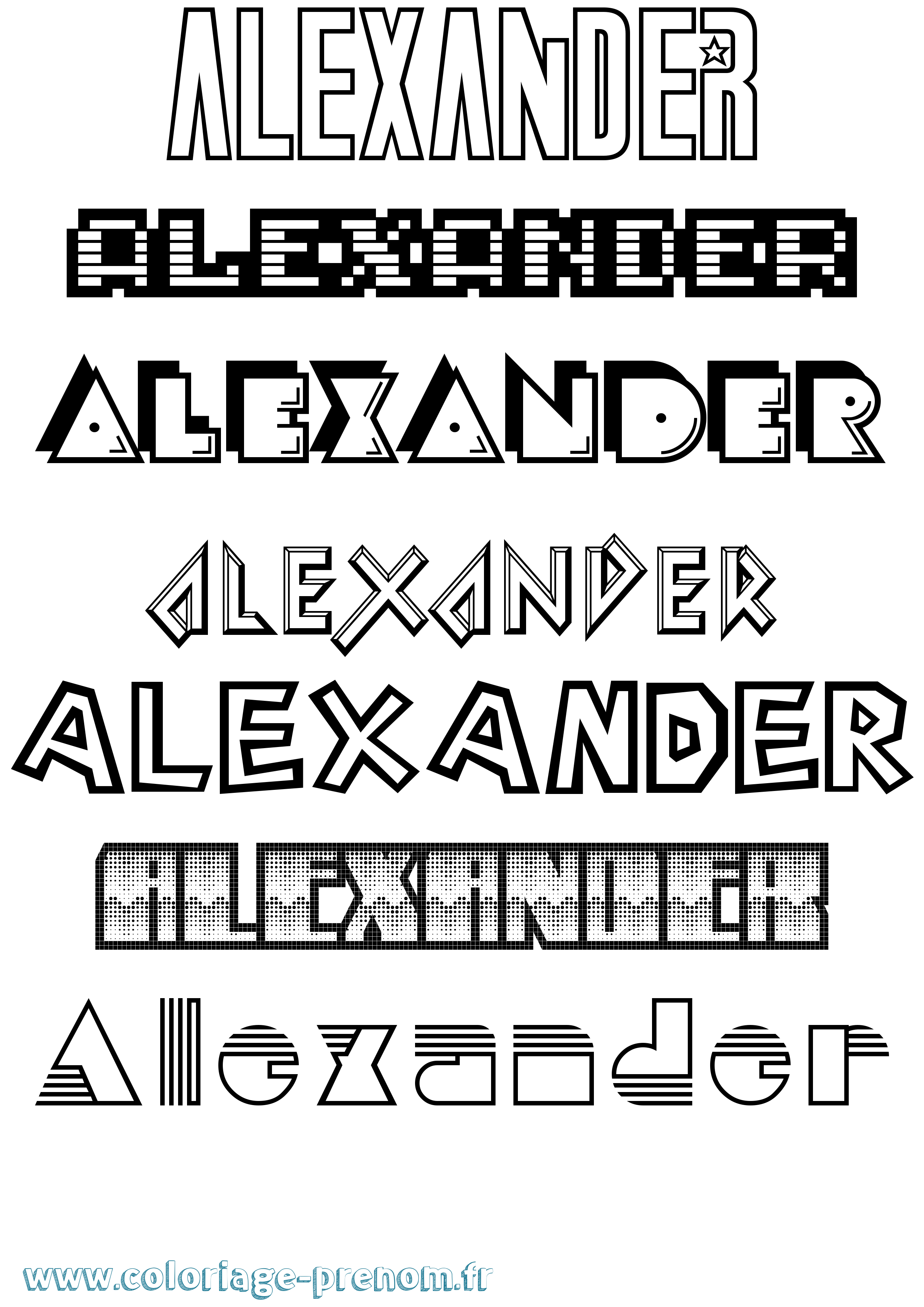 Coloriage prénom Alexander Jeux Vidéos