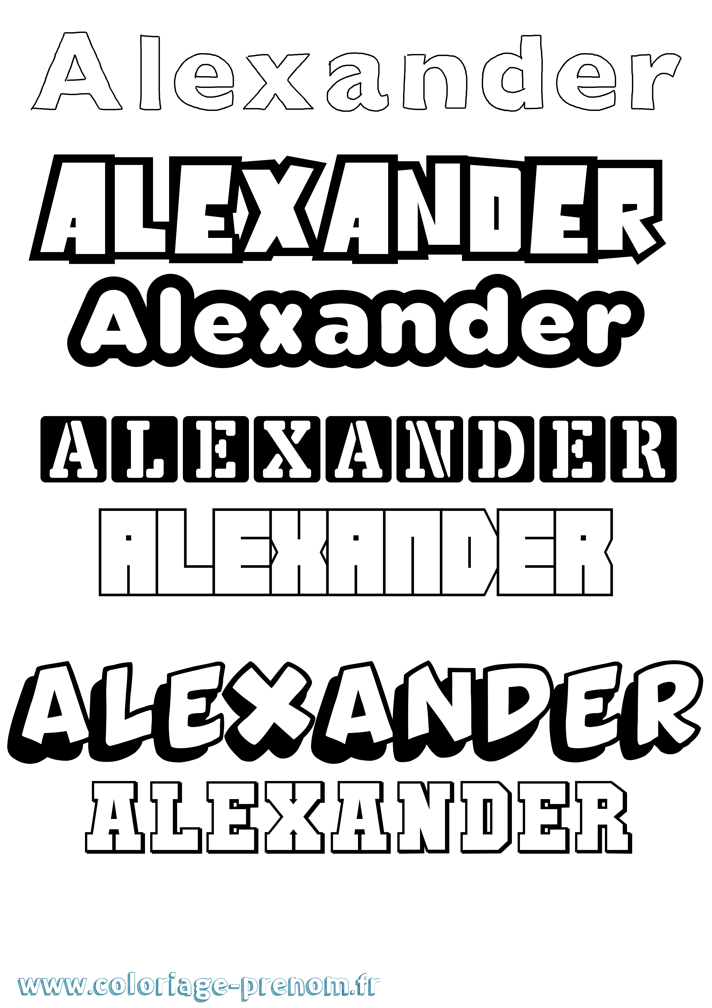 Coloriage Alexander Simple Coloriage prénom Alexander Simple