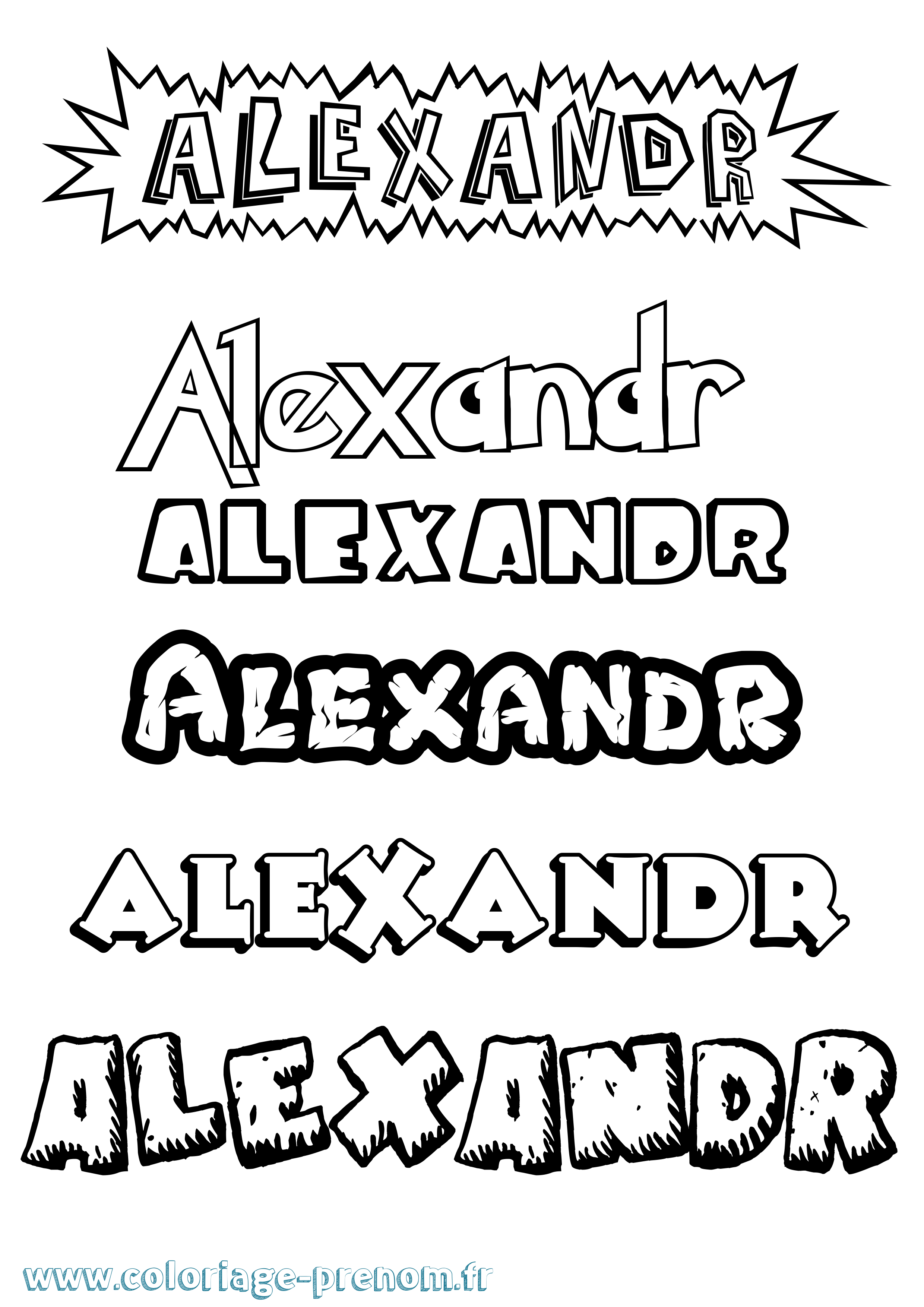 Coloriage prénom Alexandr Dessin Animé