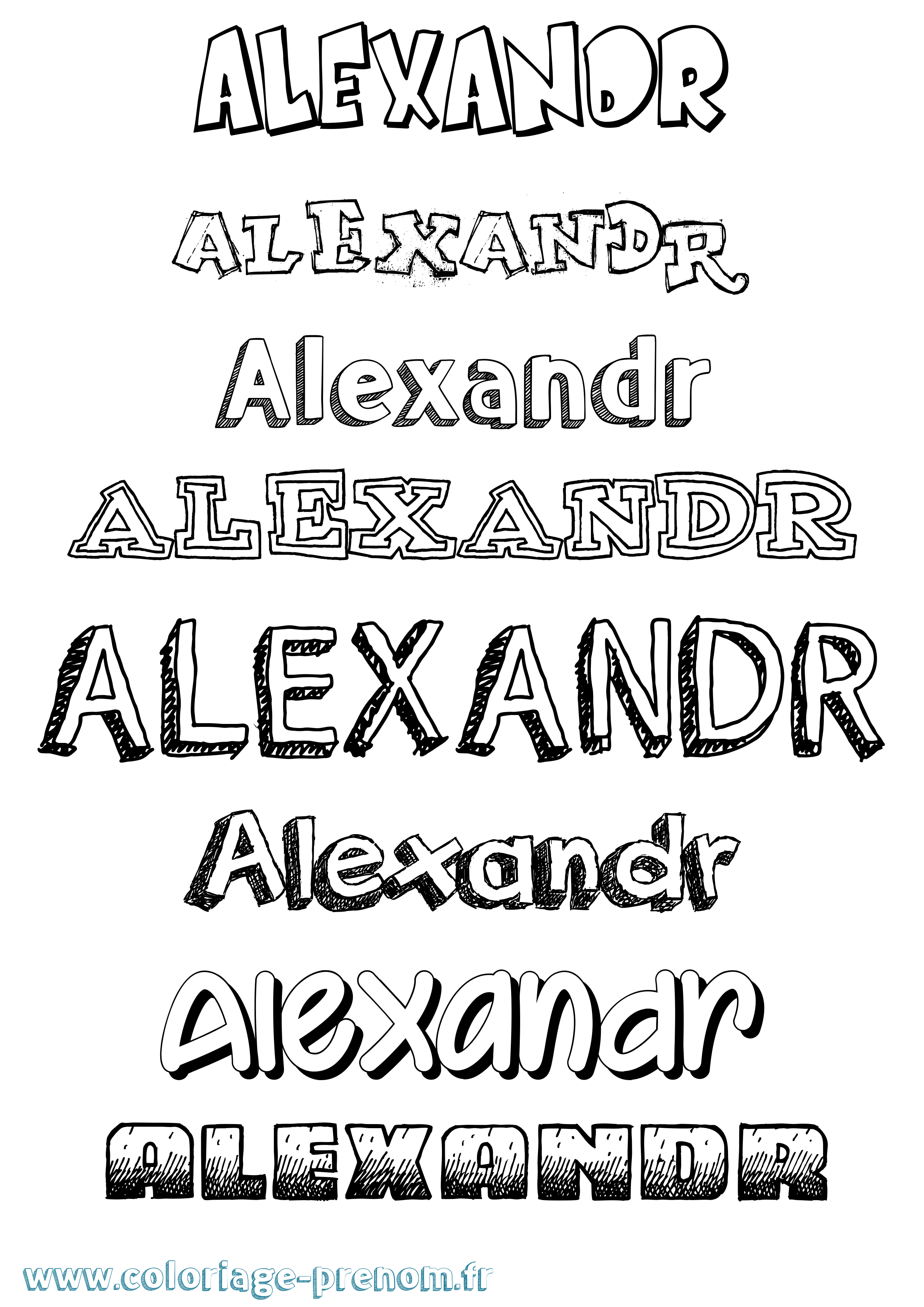 Coloriage prénom Alexandr Dessiné