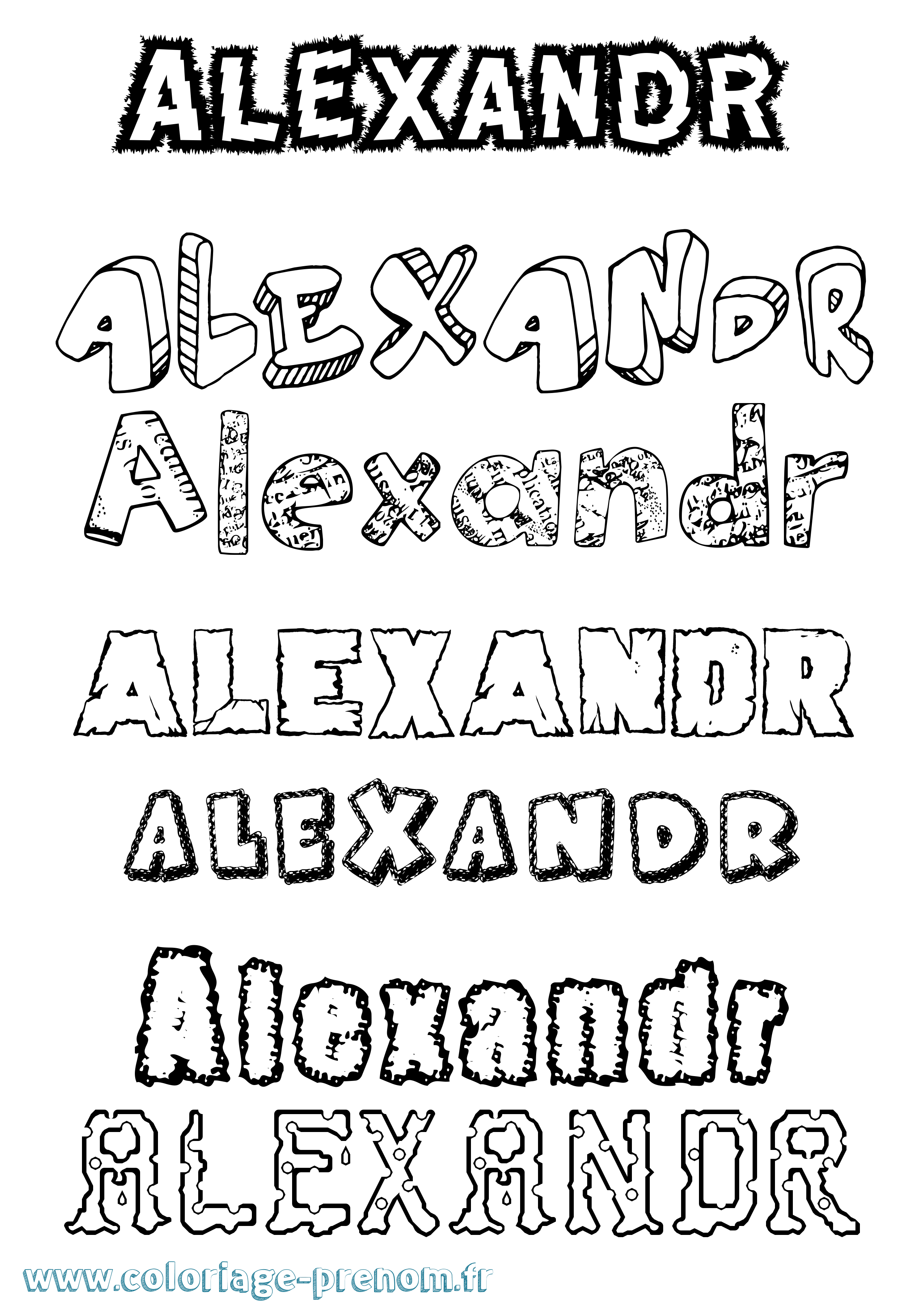 Coloriage prénom Alexandr Destructuré