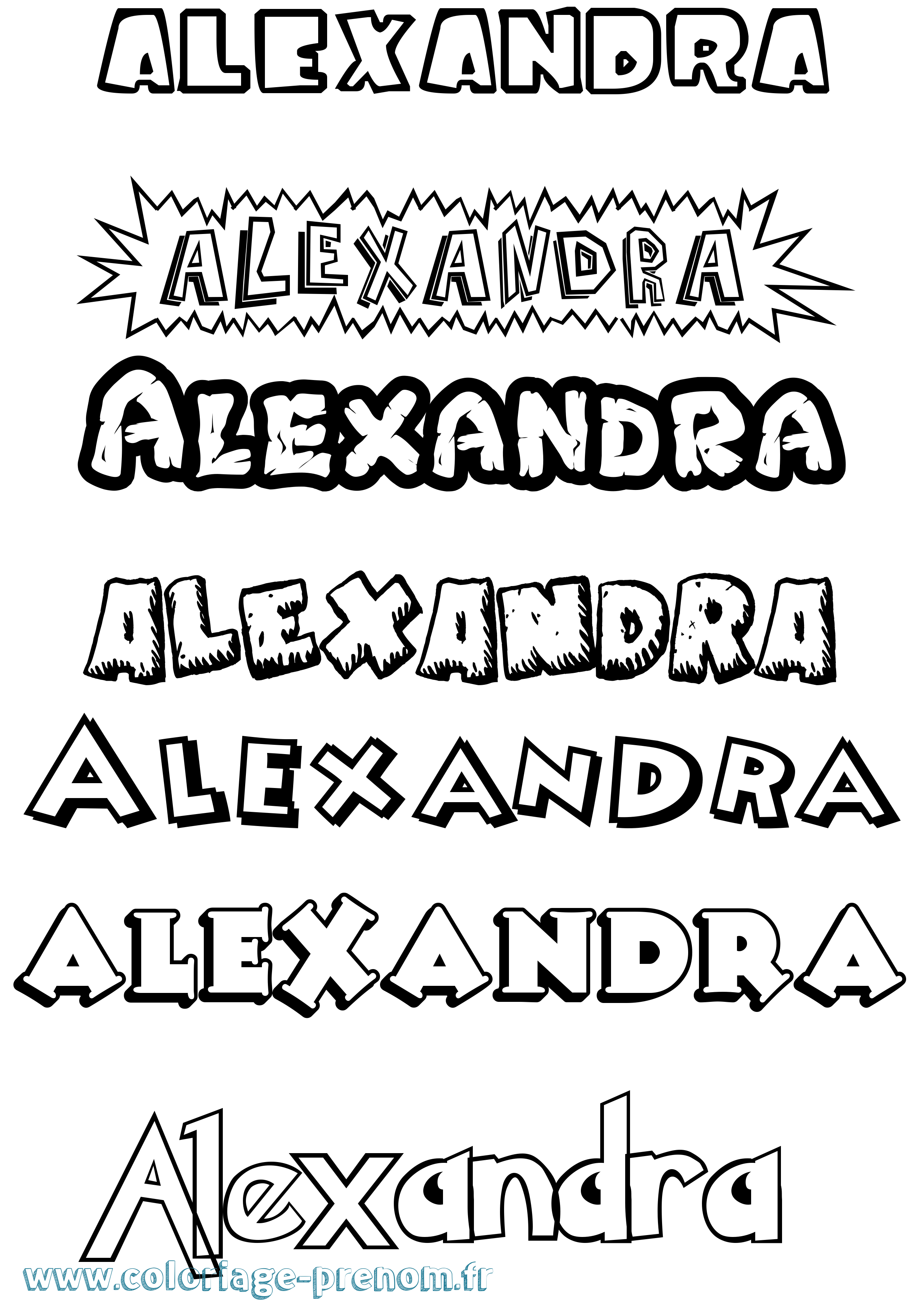 Coloriage prénom Alexandra Dessin Animé