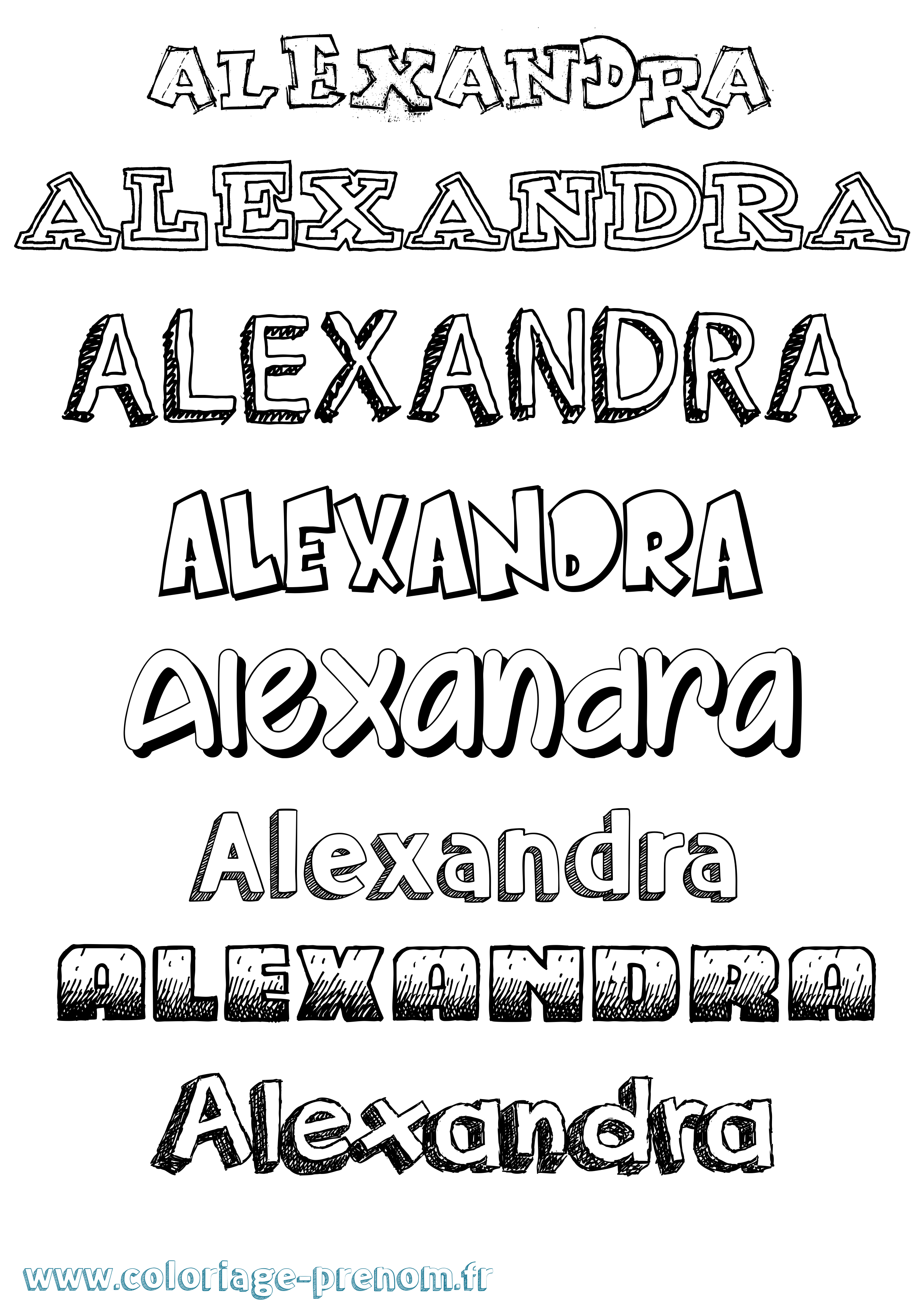 Coloriage prénom Alexandra Dessiné