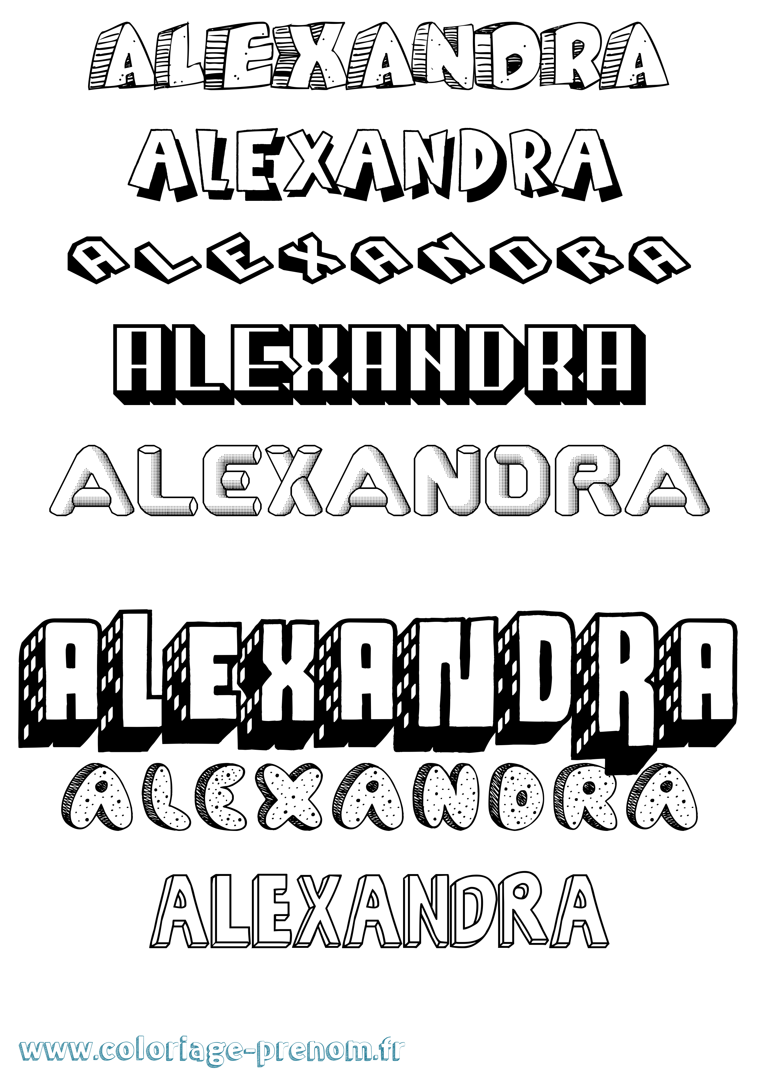 Coloriage prénom Alexandra Effet 3D