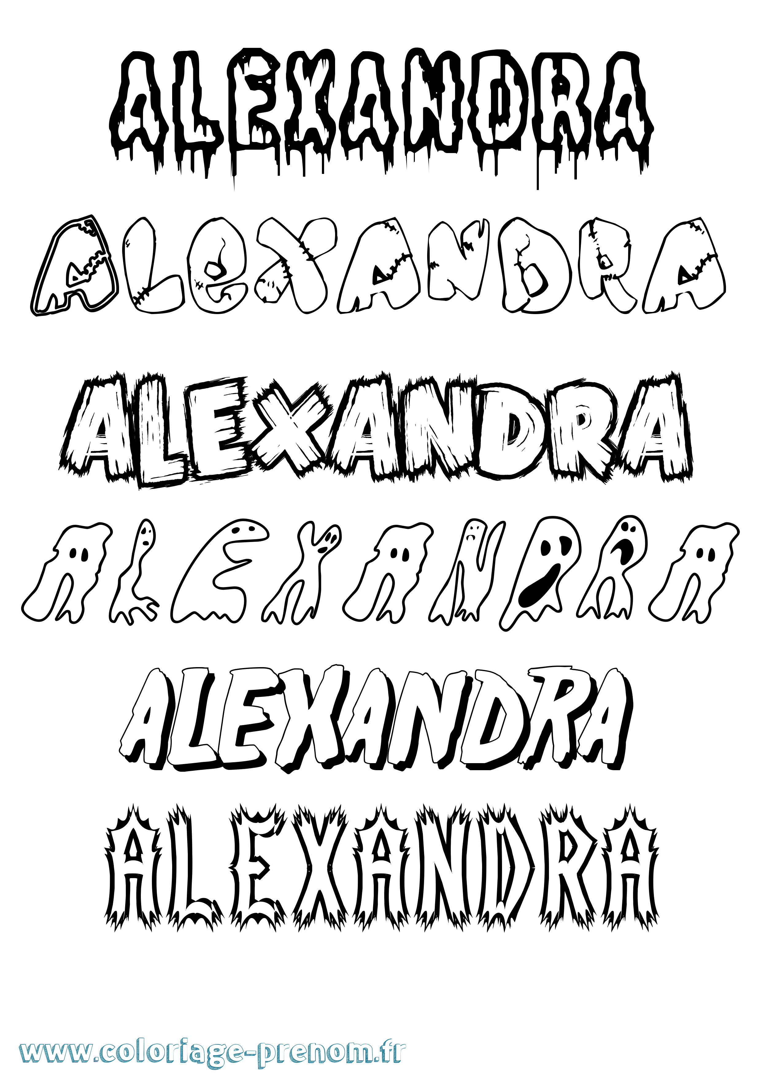 Coloriage prénom Alexandra Frisson