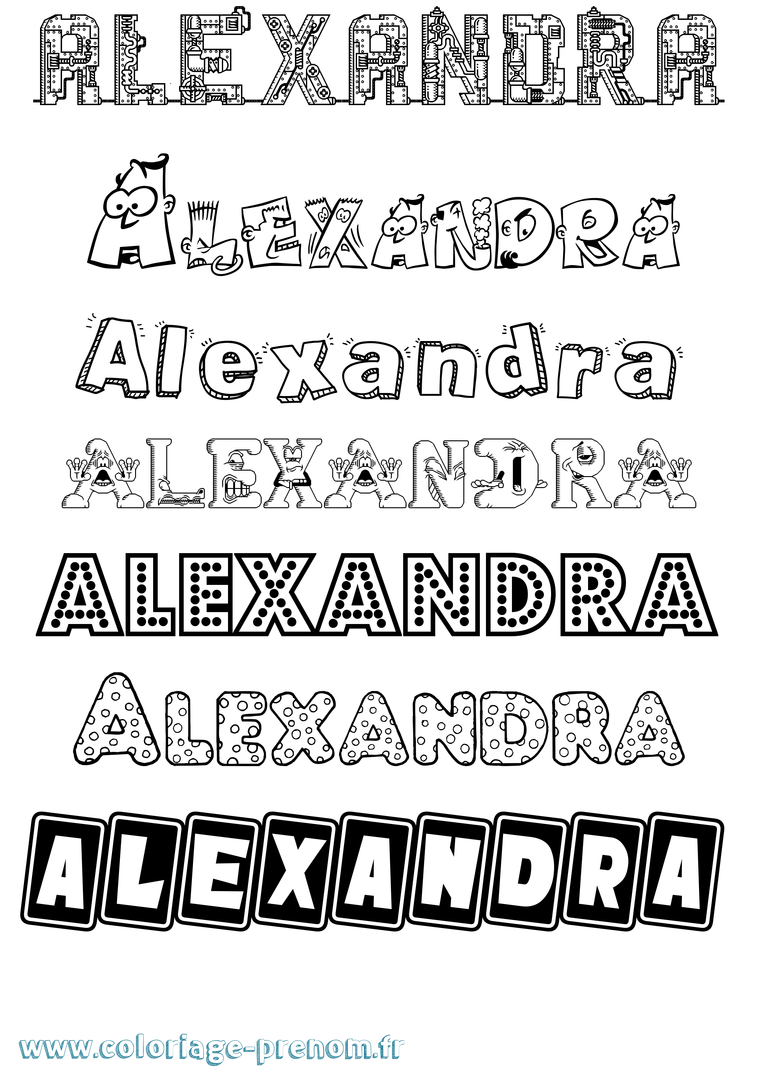 Coloriage prénom Alexandra Fun