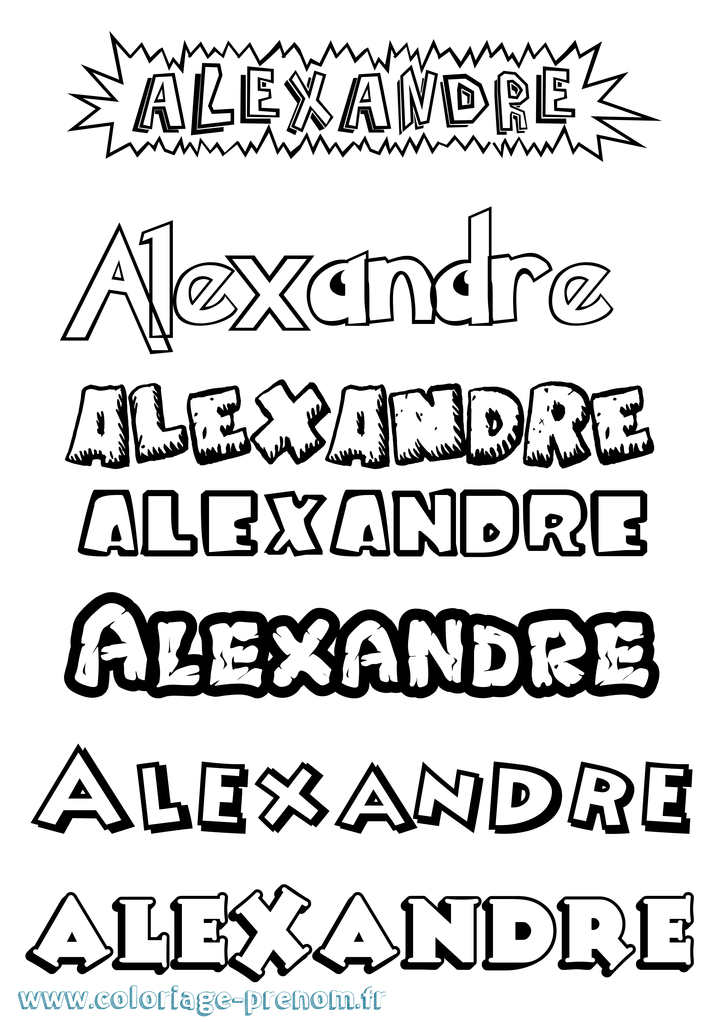Coloriage prénom Alexandre Dessin Animé