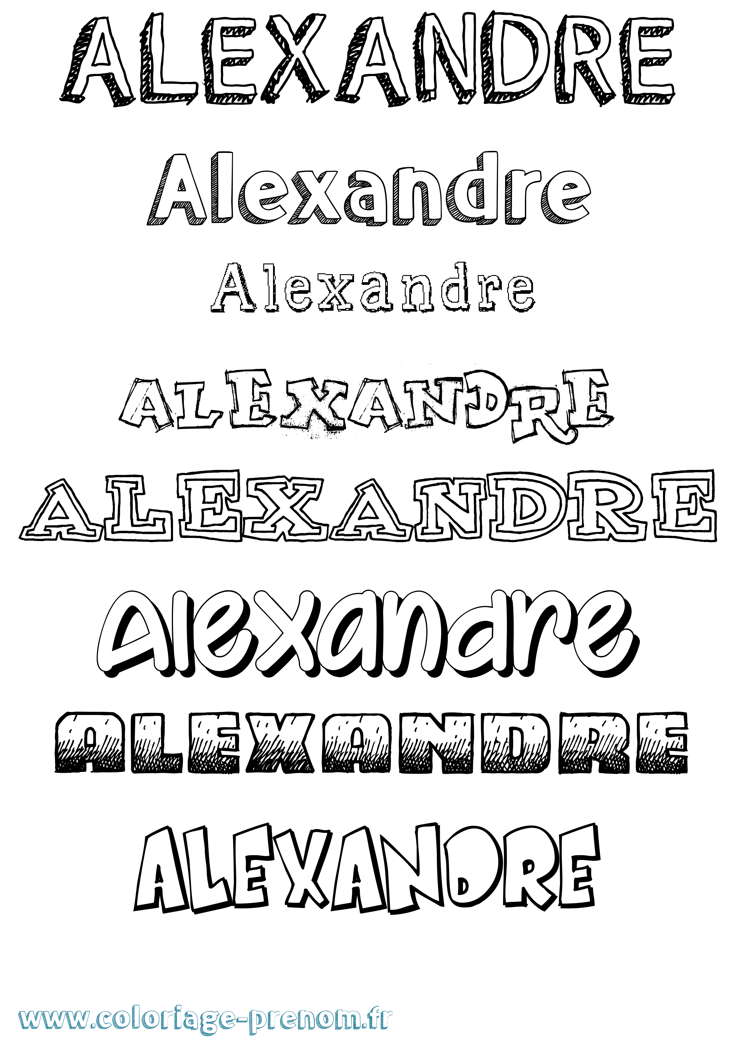 Coloriage prénom Alexandre