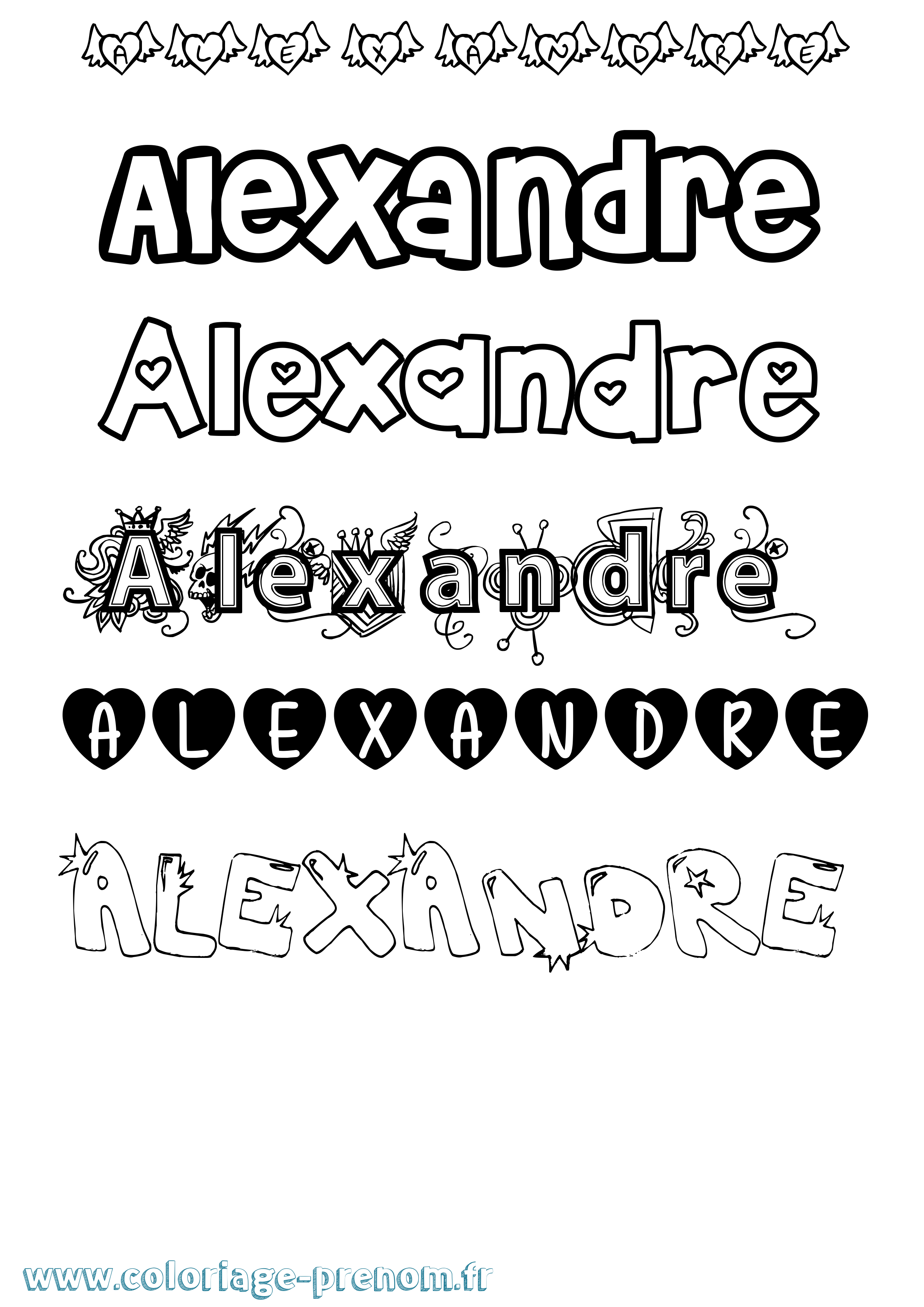 Coloriage prénom Alexandre Girly