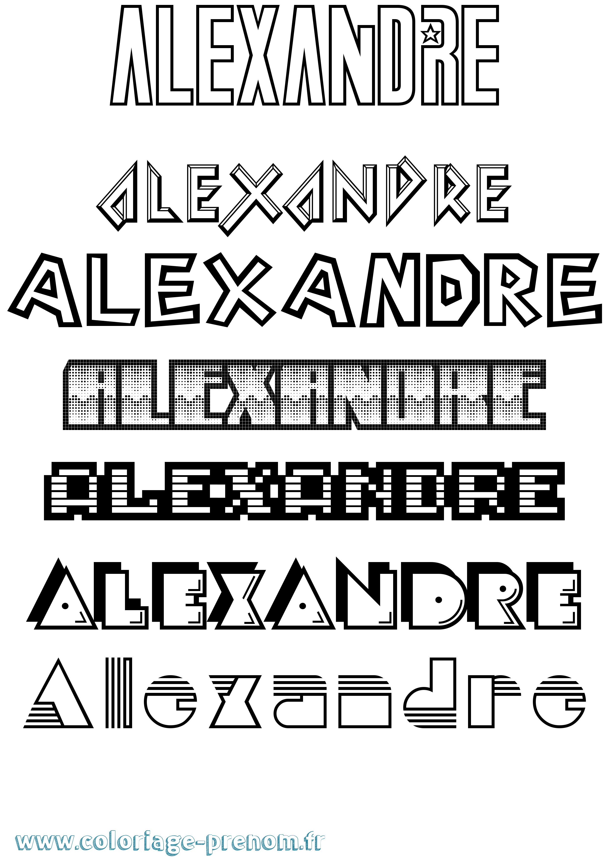 Coloriage prénom Alexandre