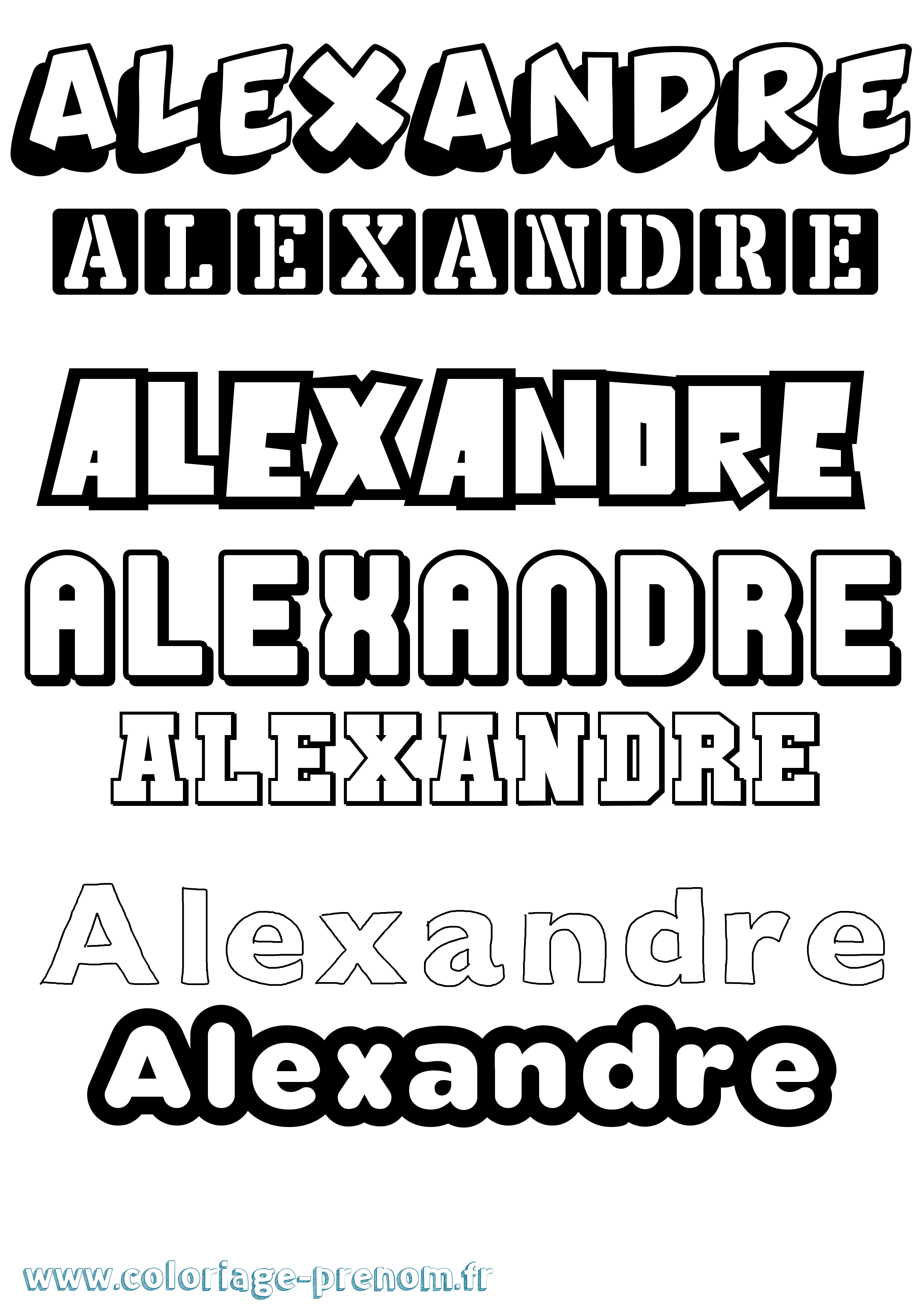 Coloriage prénom Alexandre Simple