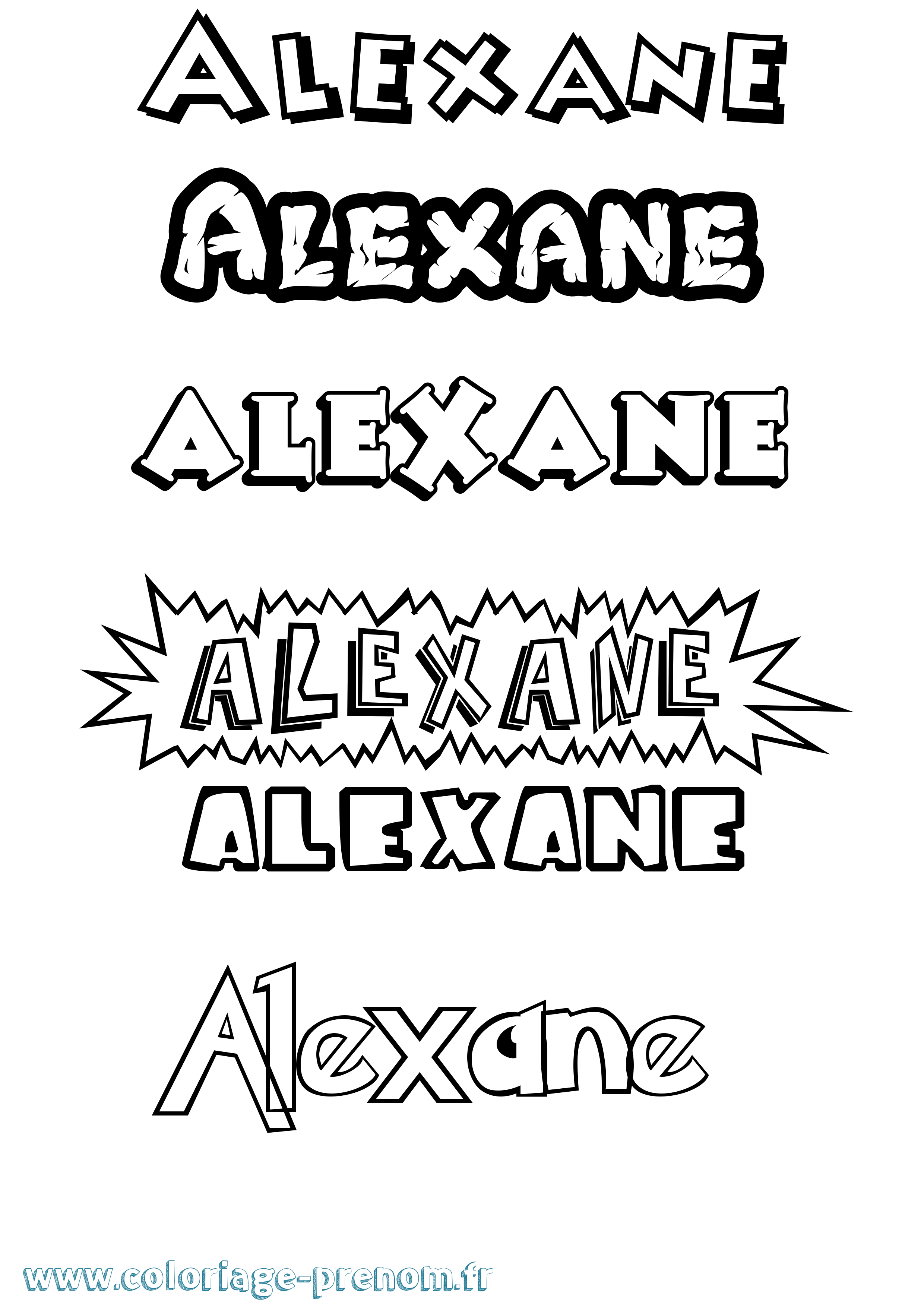 Coloriage prénom Alexane Dessin Animé