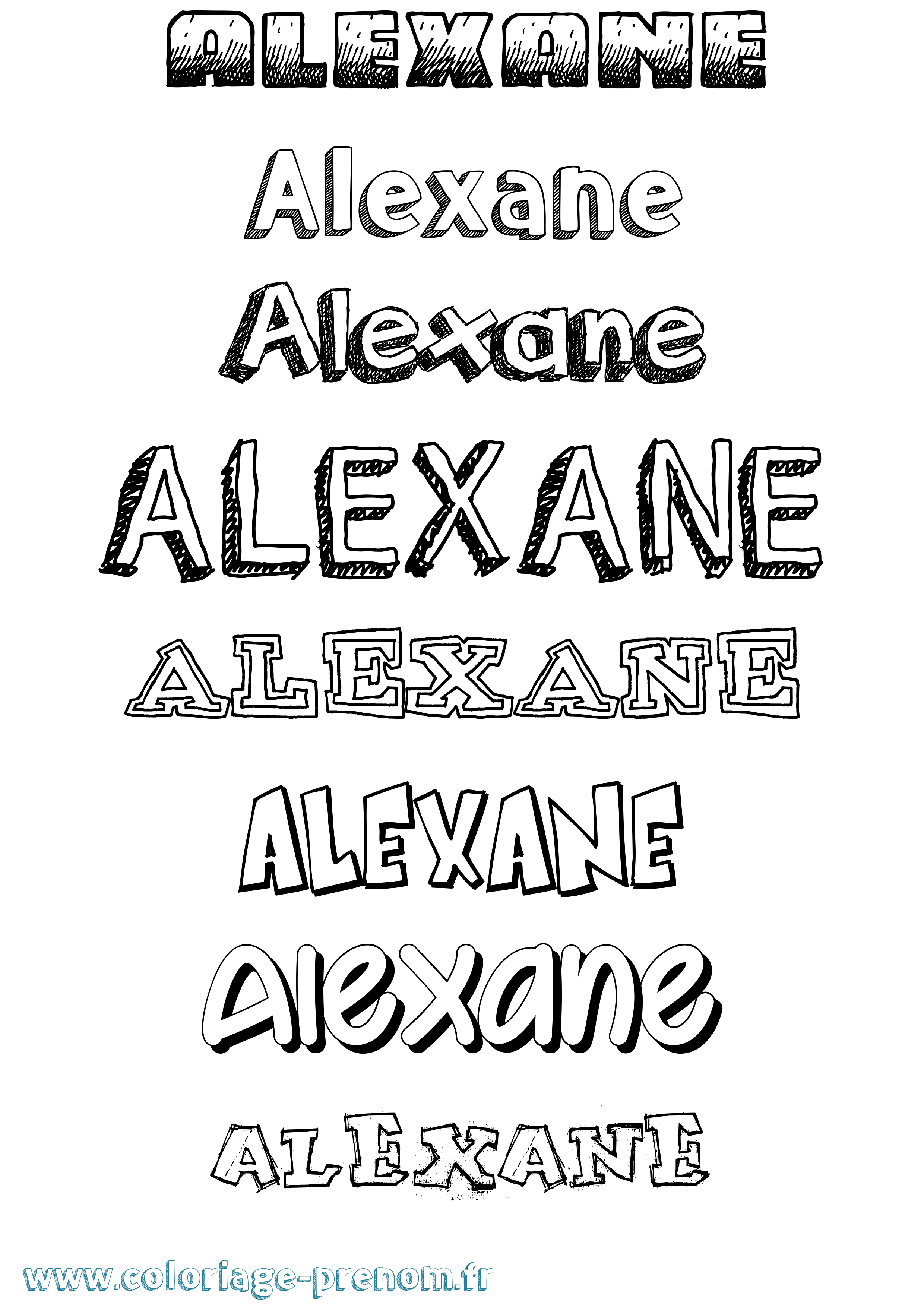 Coloriage prénom Alexane Dessiné