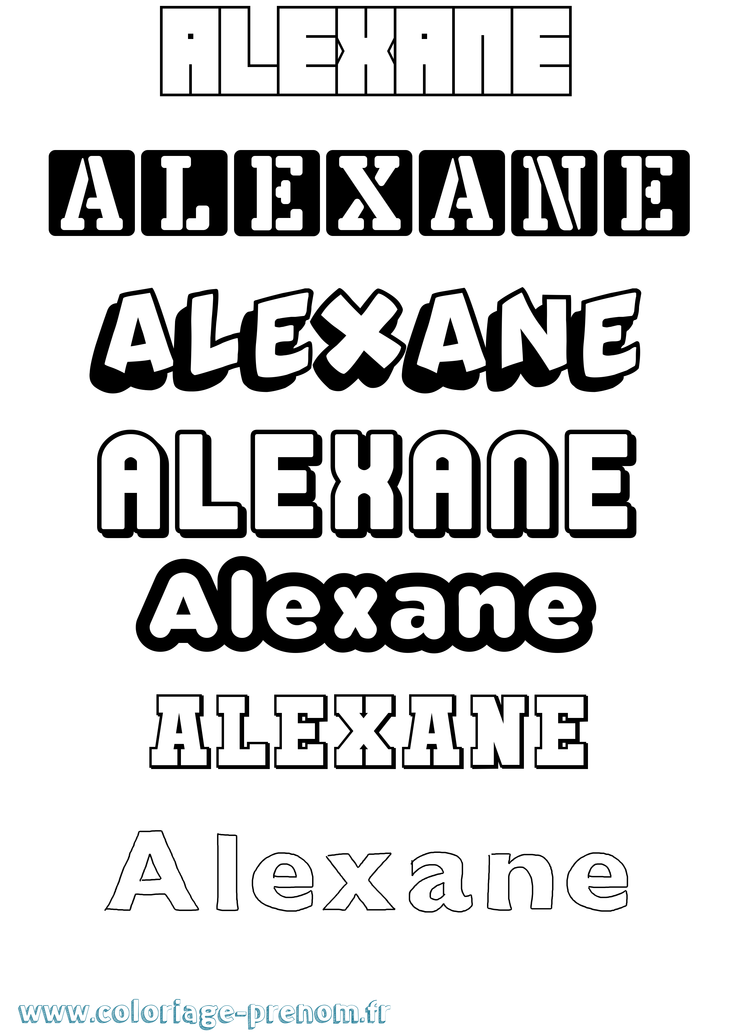 Coloriage prénom Alexane Simple