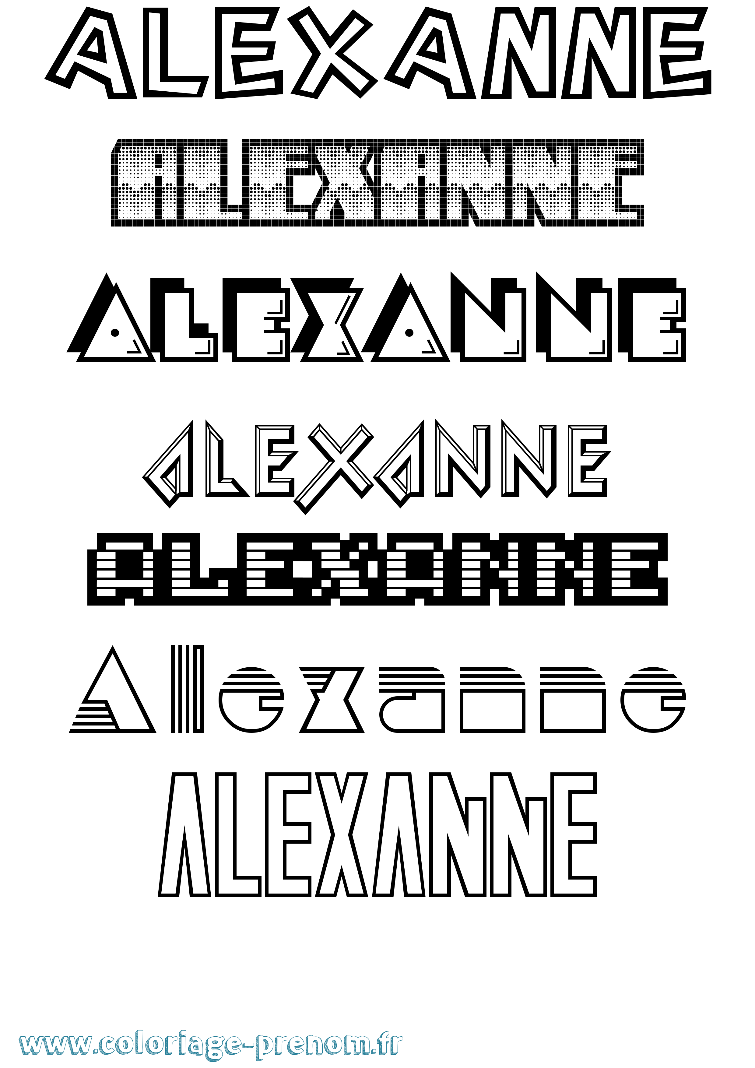 Coloriage prénom Alexanne Jeux Vidéos