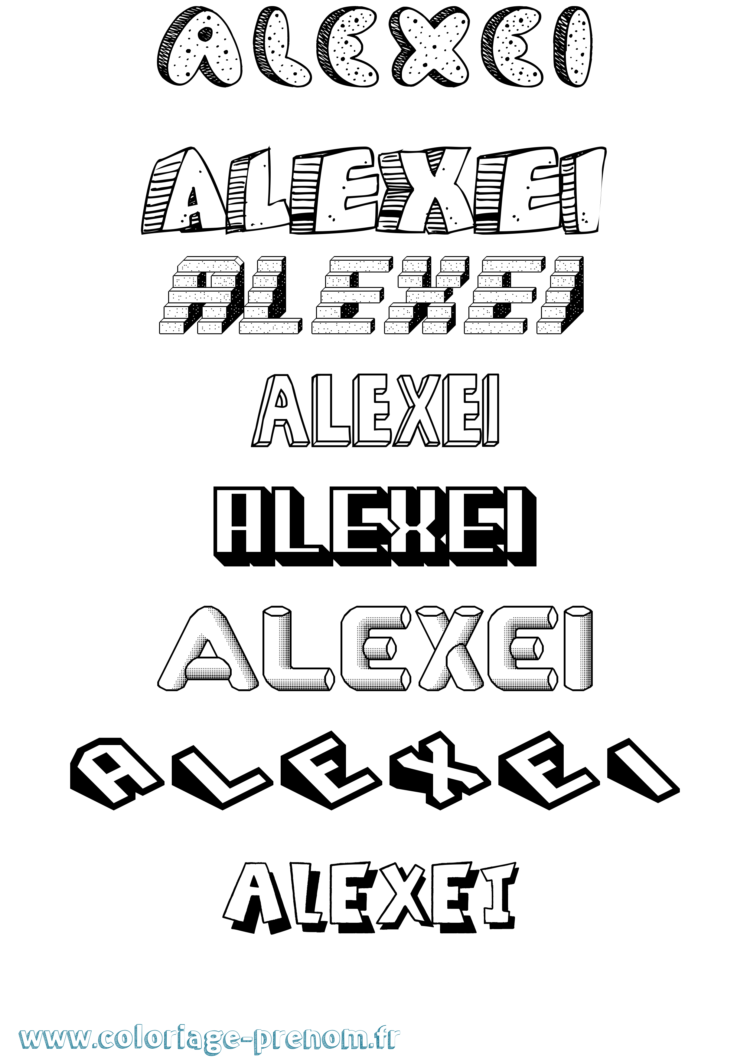 Coloriage Alexei Effet 3D Coloriage prénom Alexei Effet 3D
