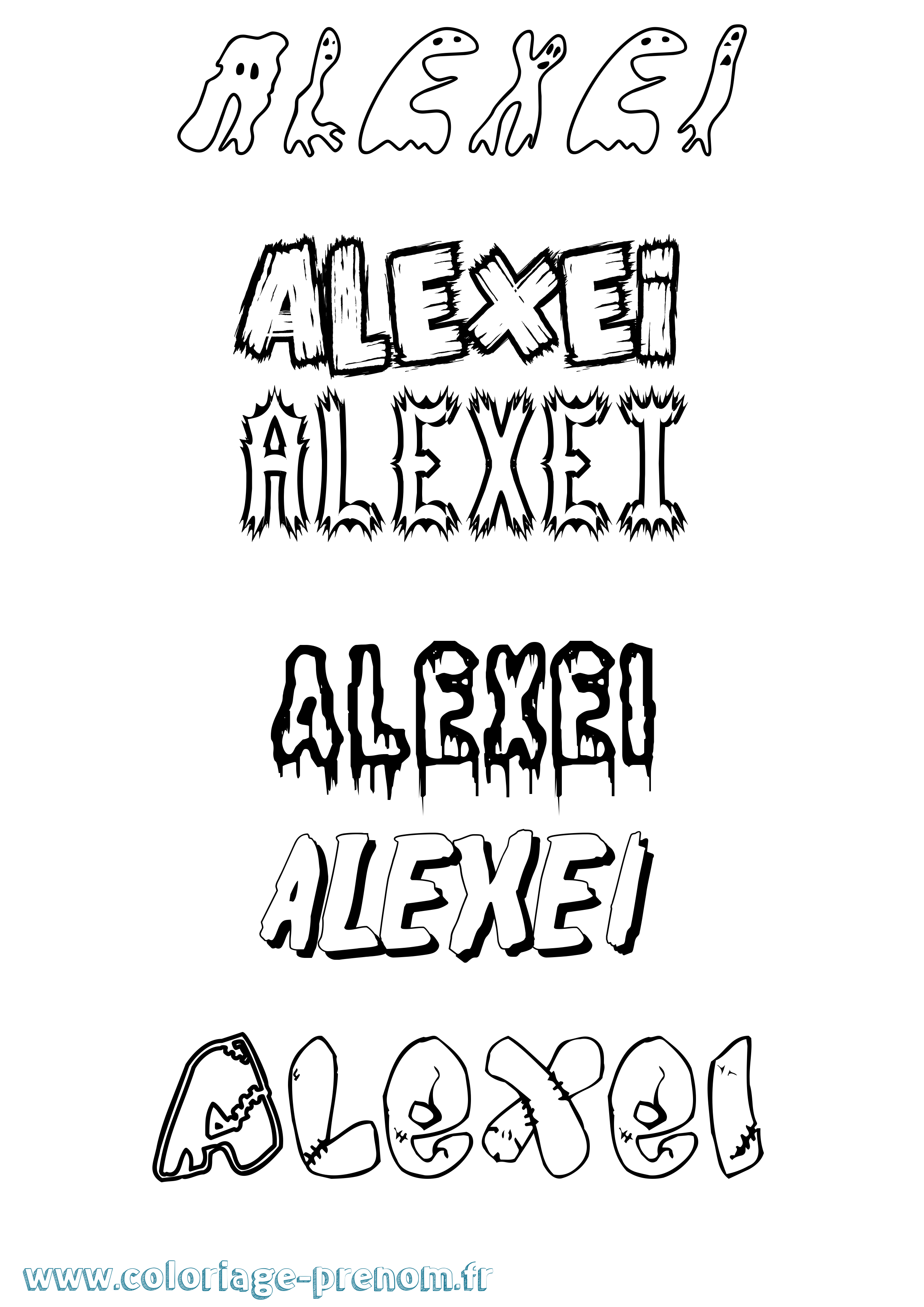 Coloriage prénom Alexei Frisson