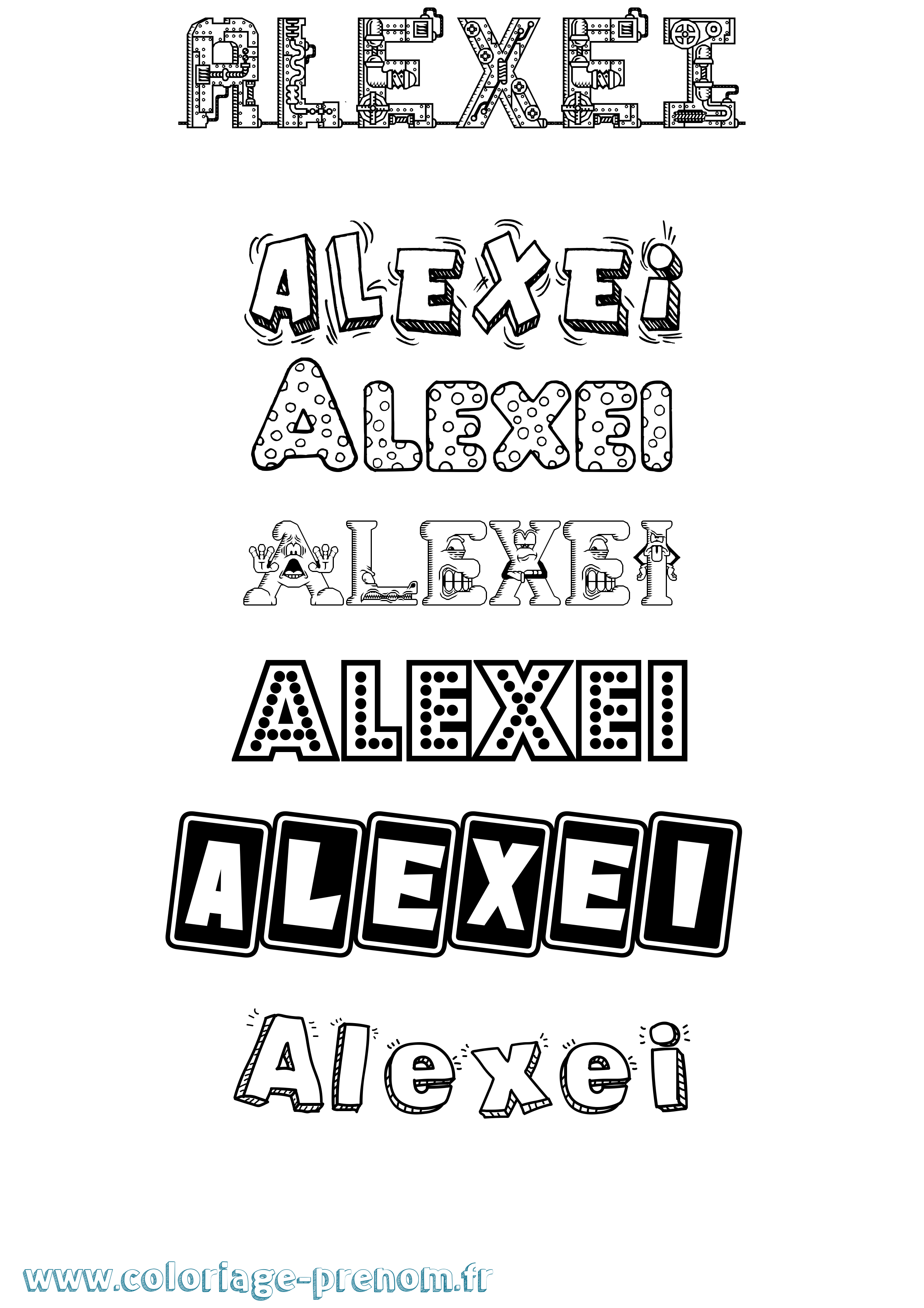 Coloriage Alexei Fun Coloriage prénom Alexei Fun