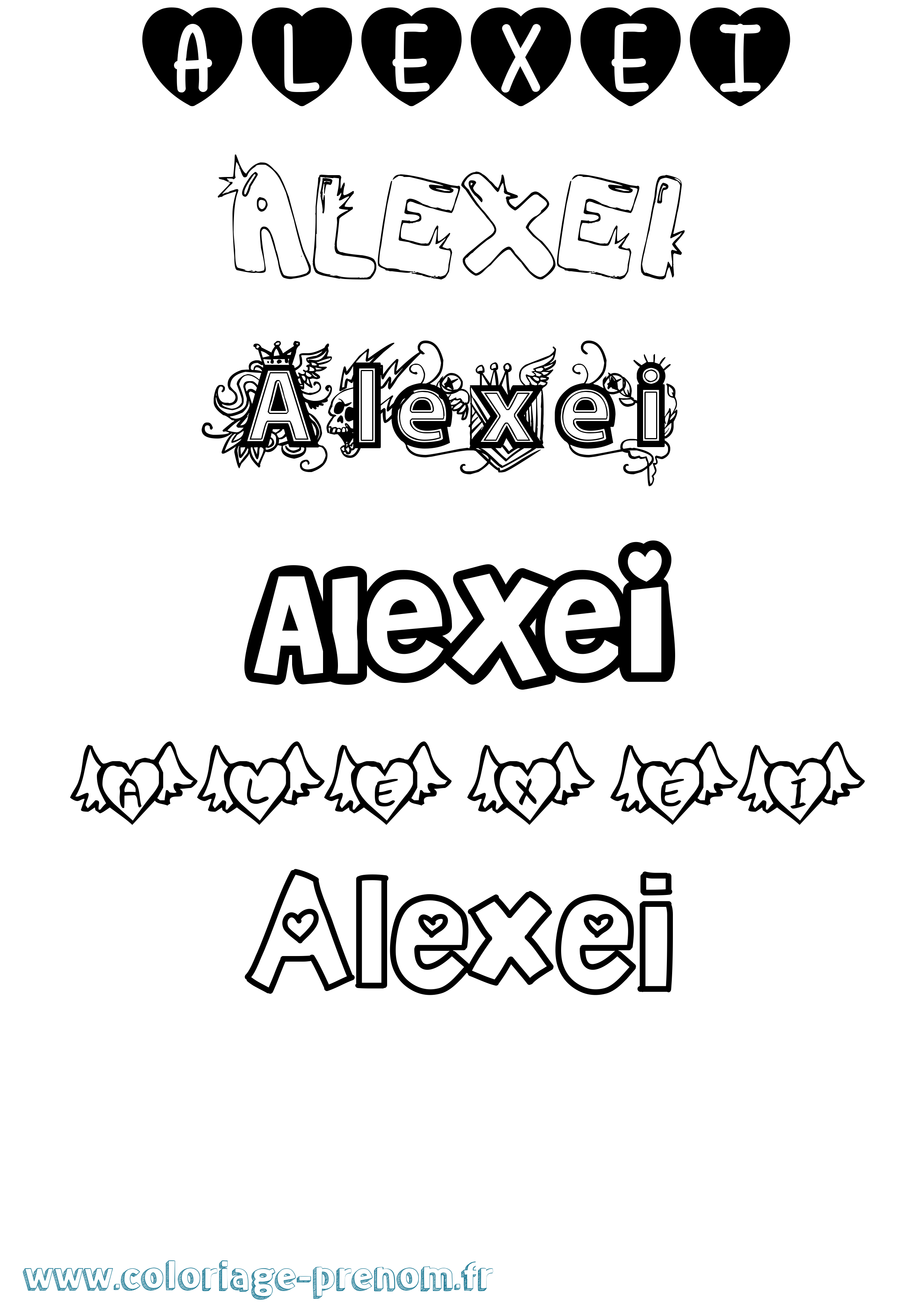 Coloriage Alexei Girly Coloriage prénom Alexei Girly
