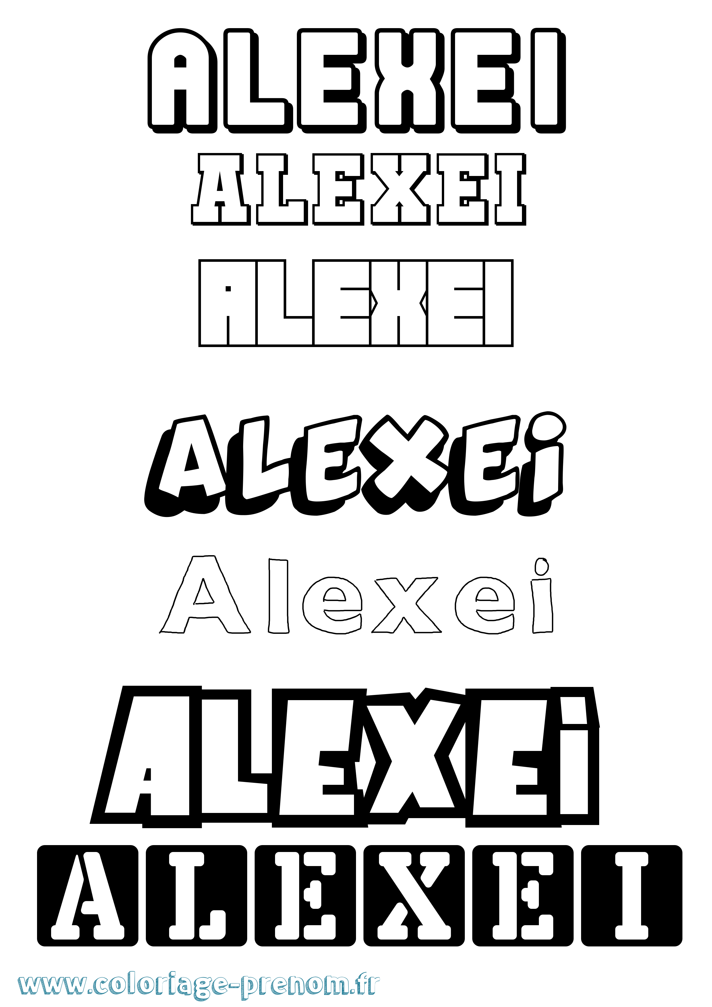 Coloriage prénom Alexei Simple