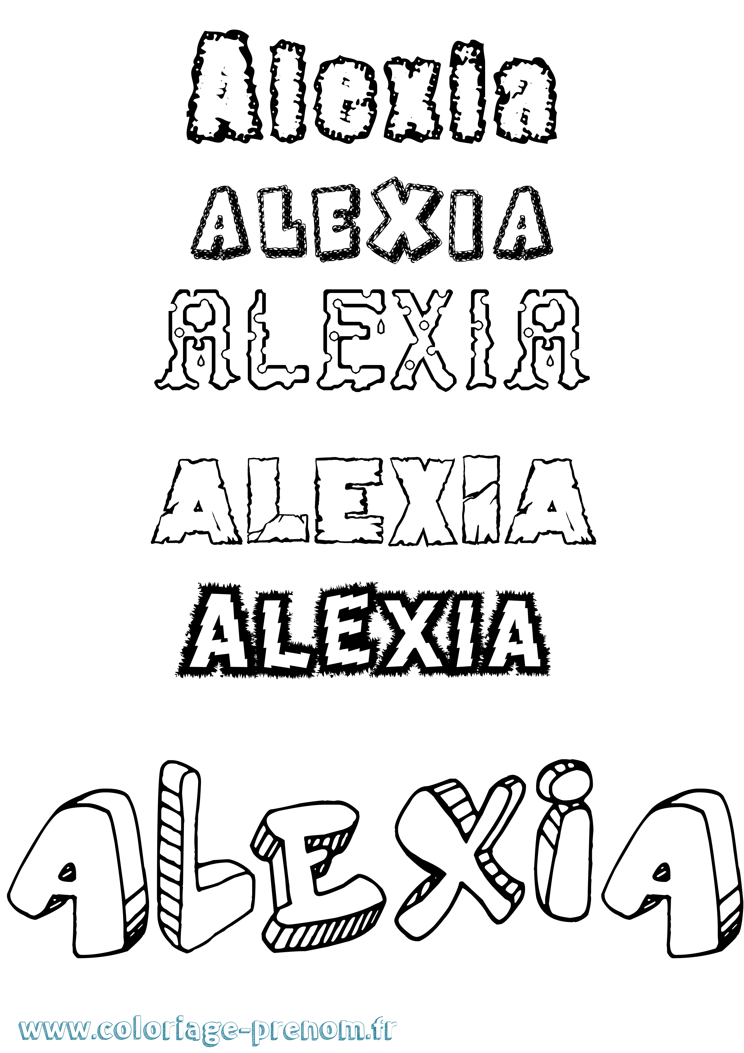 Coloriage prénom Alexia Destructuré
