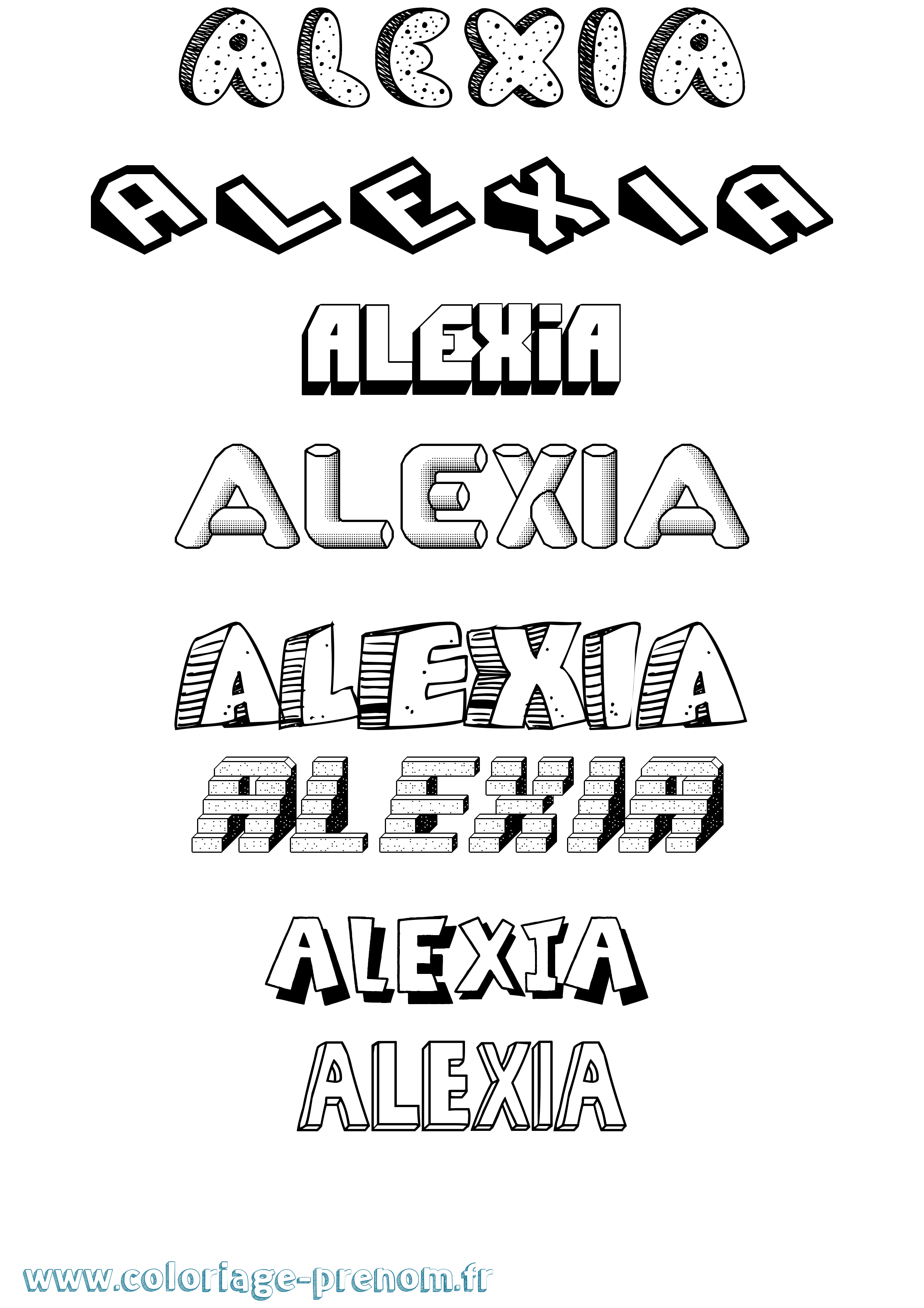 Coloriage prénom Alexia Effet 3D