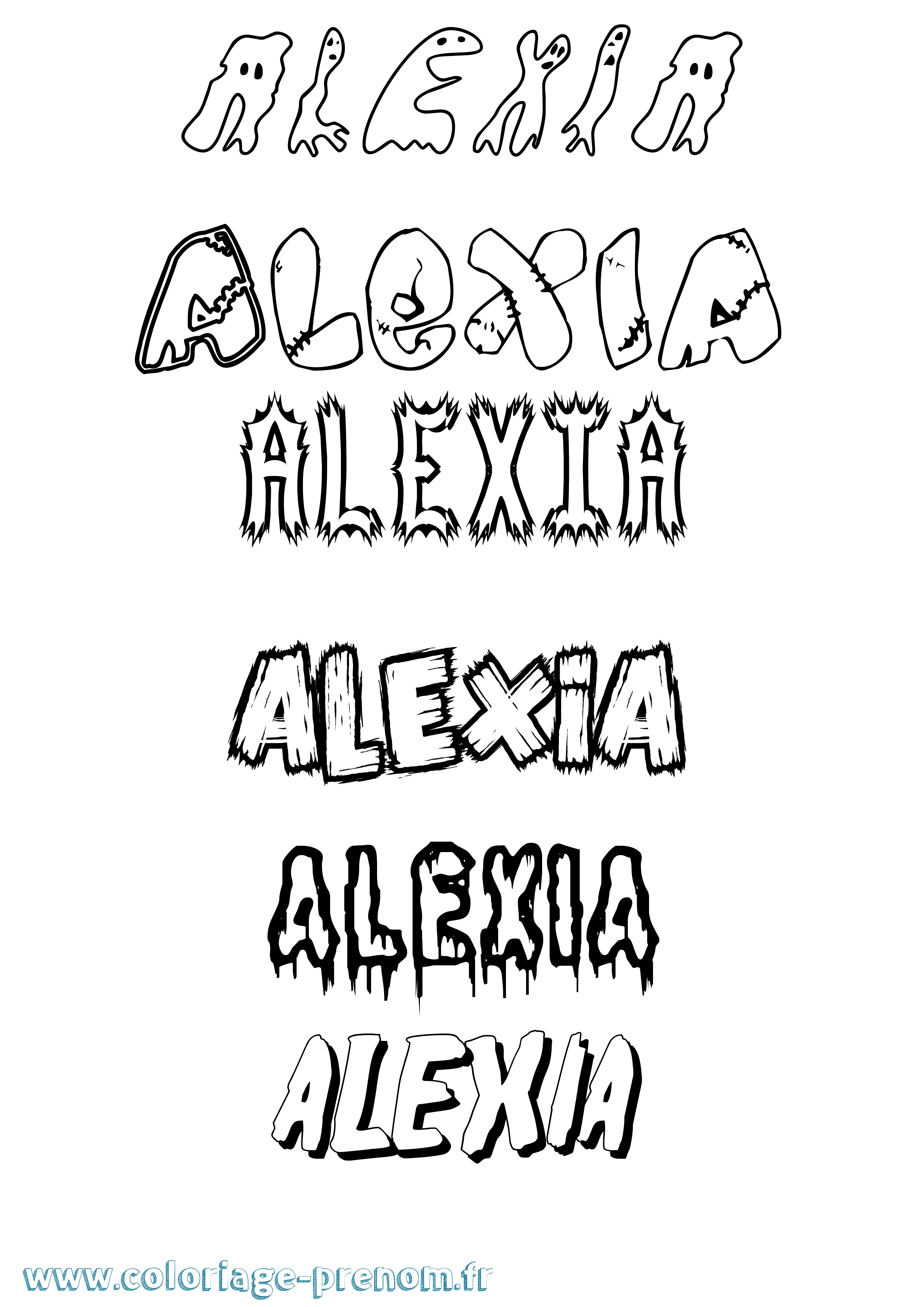 Coloriage prénom Alexia Frisson