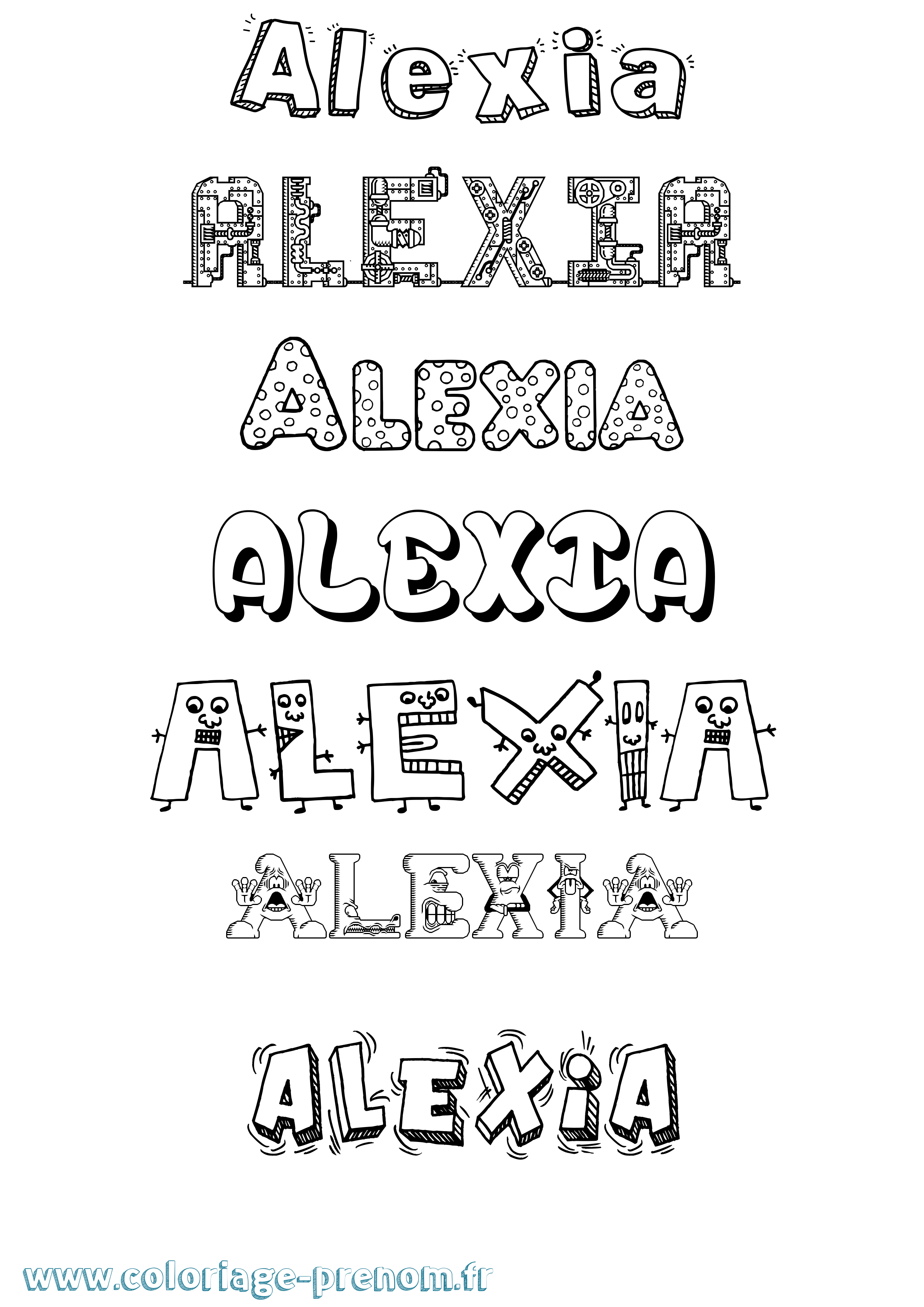 Coloriage prénom Alexia Fun