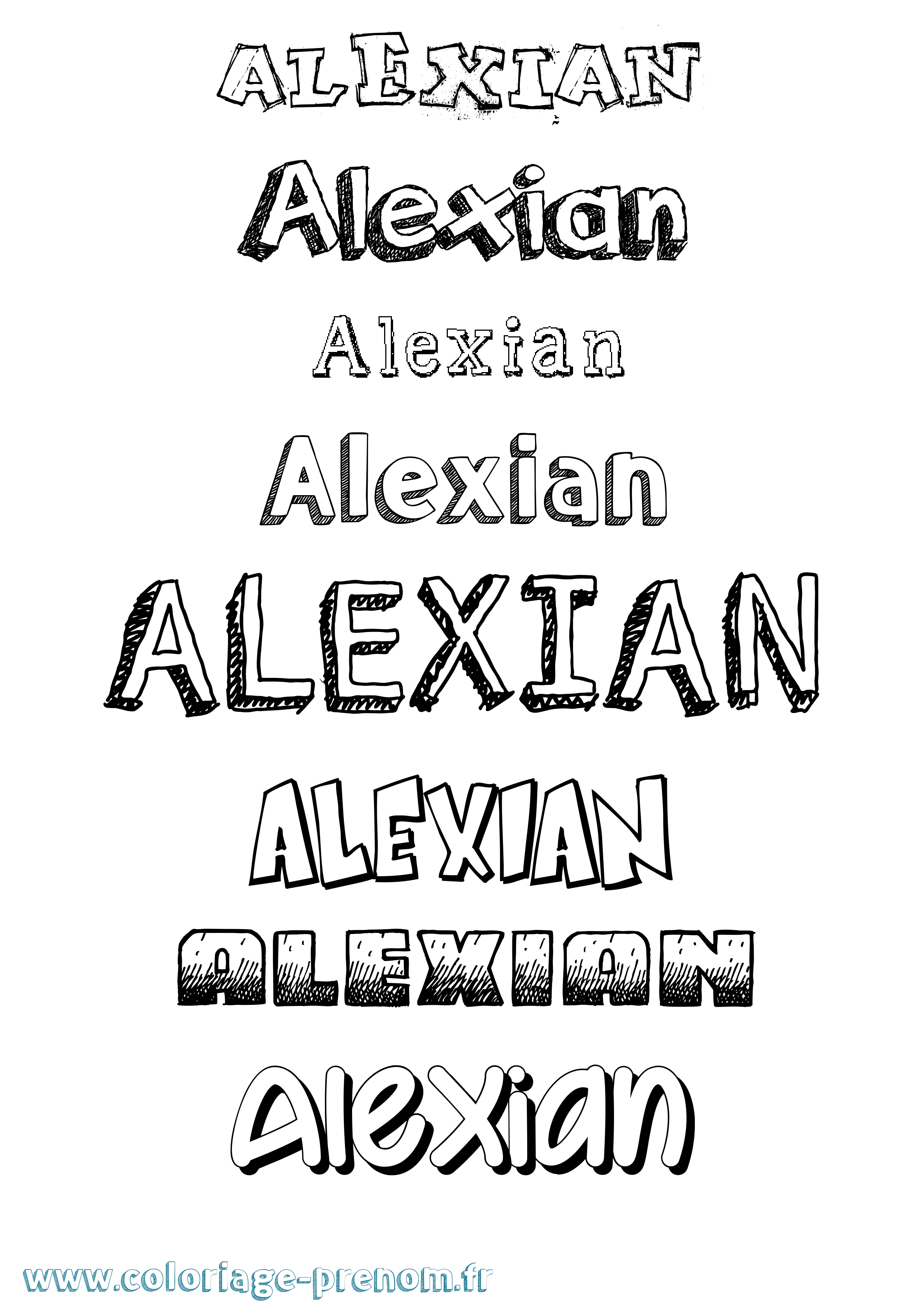 Coloriage prénom Alexian Dessiné