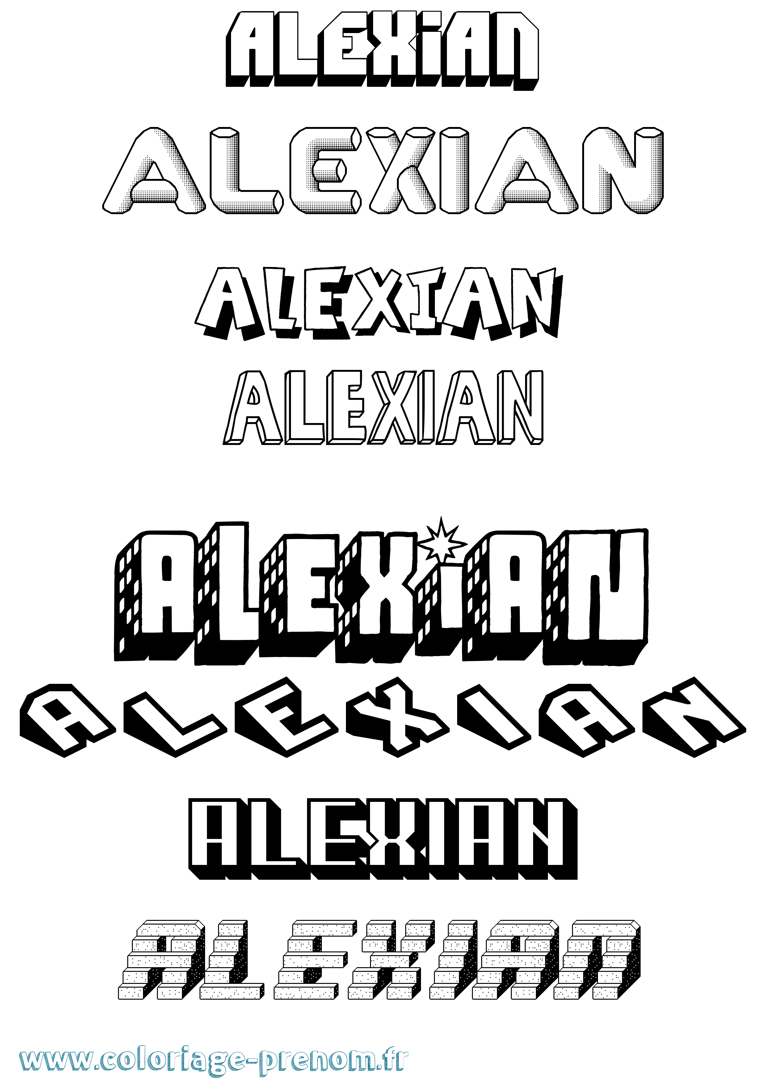 Coloriage prénom Alexian Effet 3D