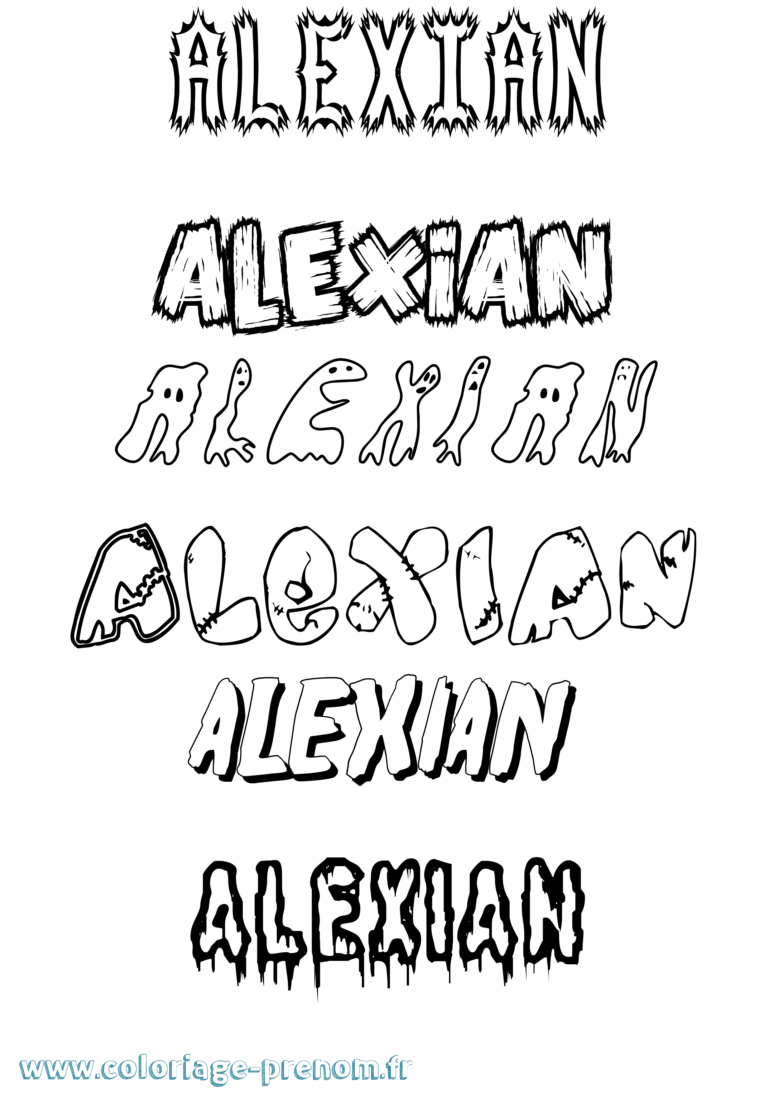 Coloriage prénom Alexian Frisson