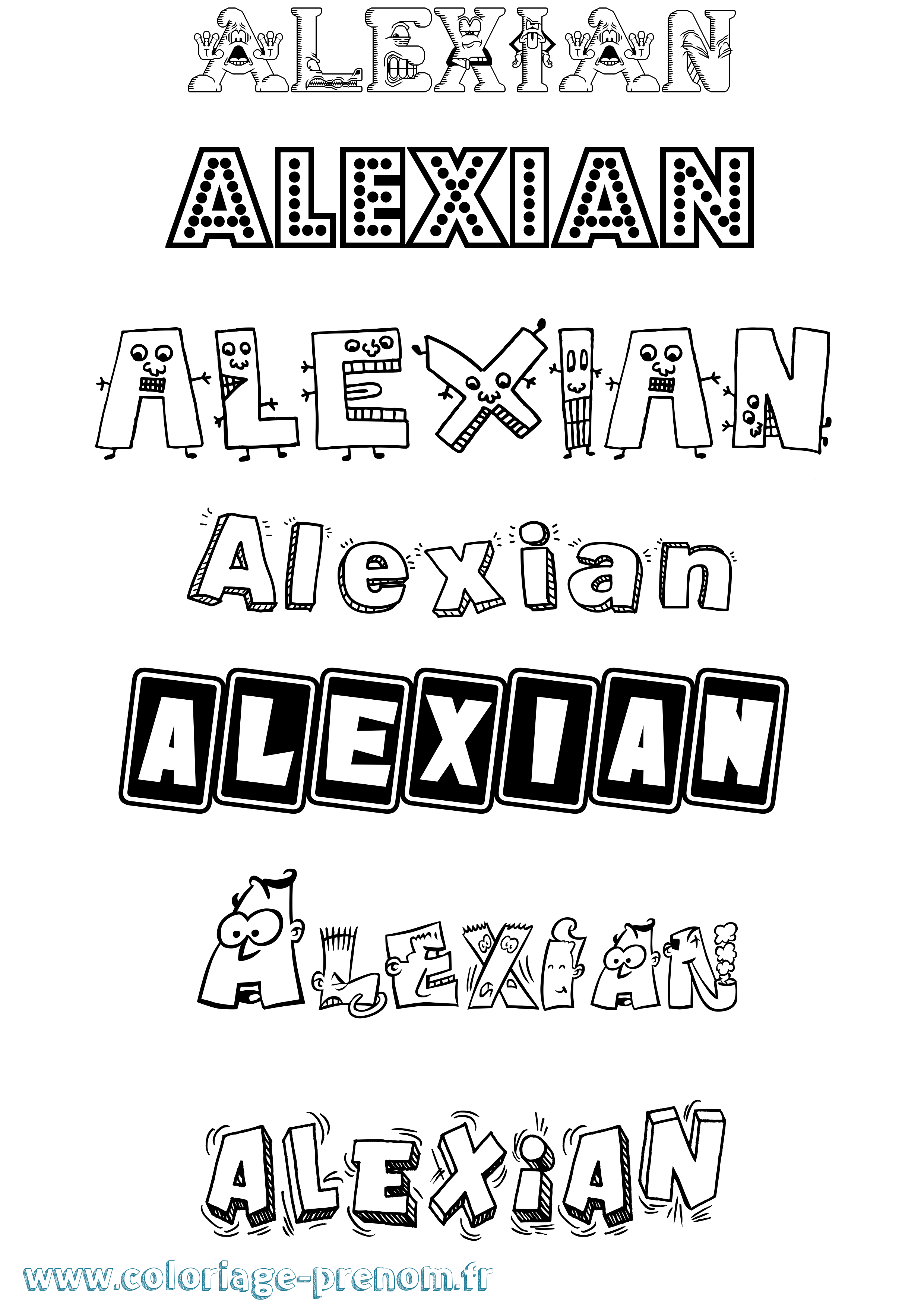Coloriage prénom Alexian Fun