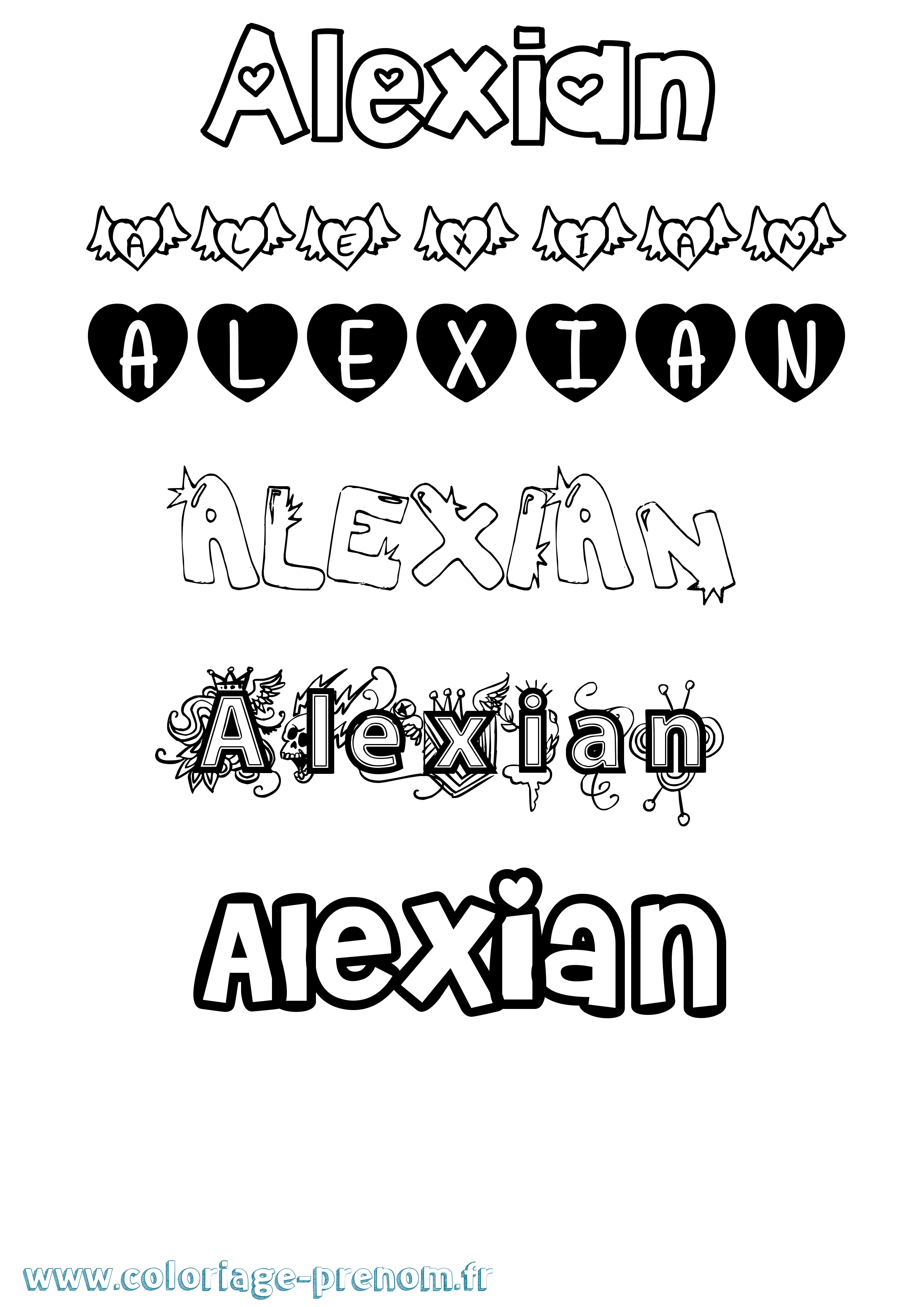 Coloriage prénom Alexian Girly