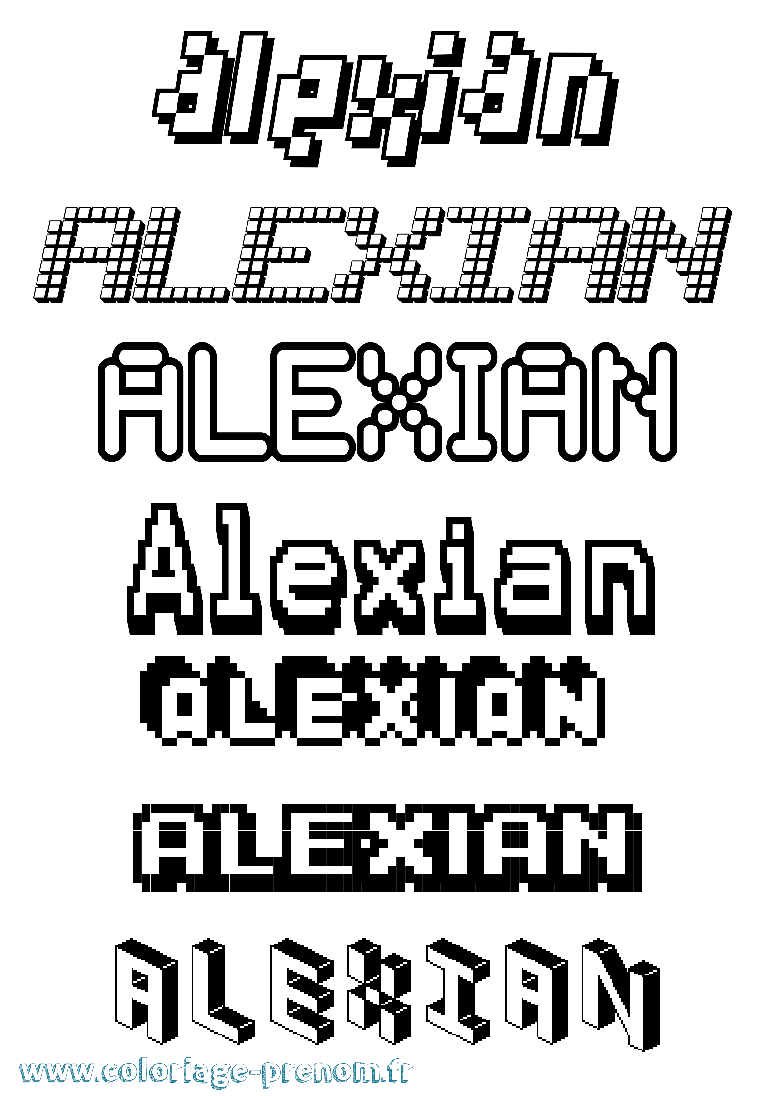 Coloriage prénom Alexian Pixel